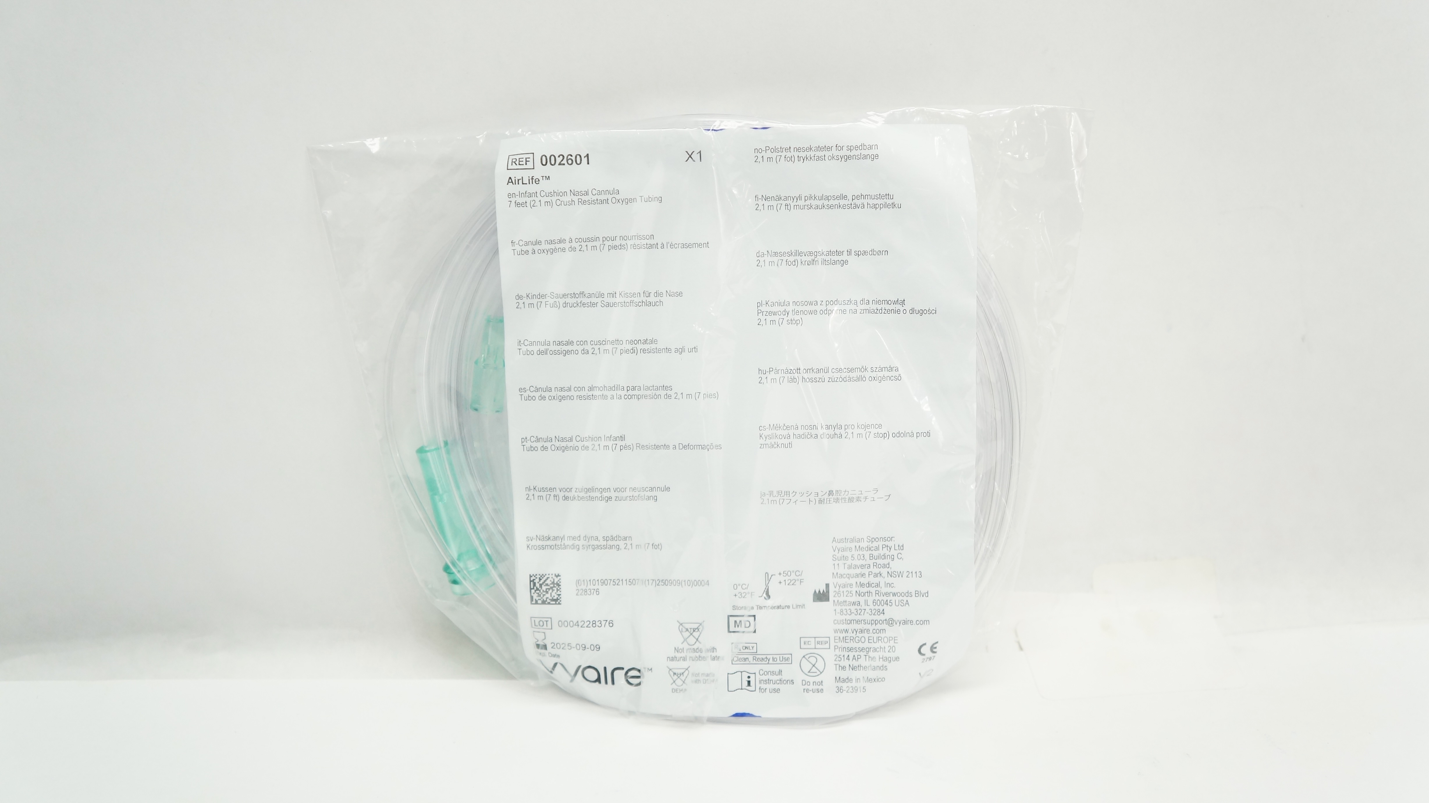 Vyaire 002601 AirLife Infant Cushion Nasal Cannula Crush Resistant 7ft