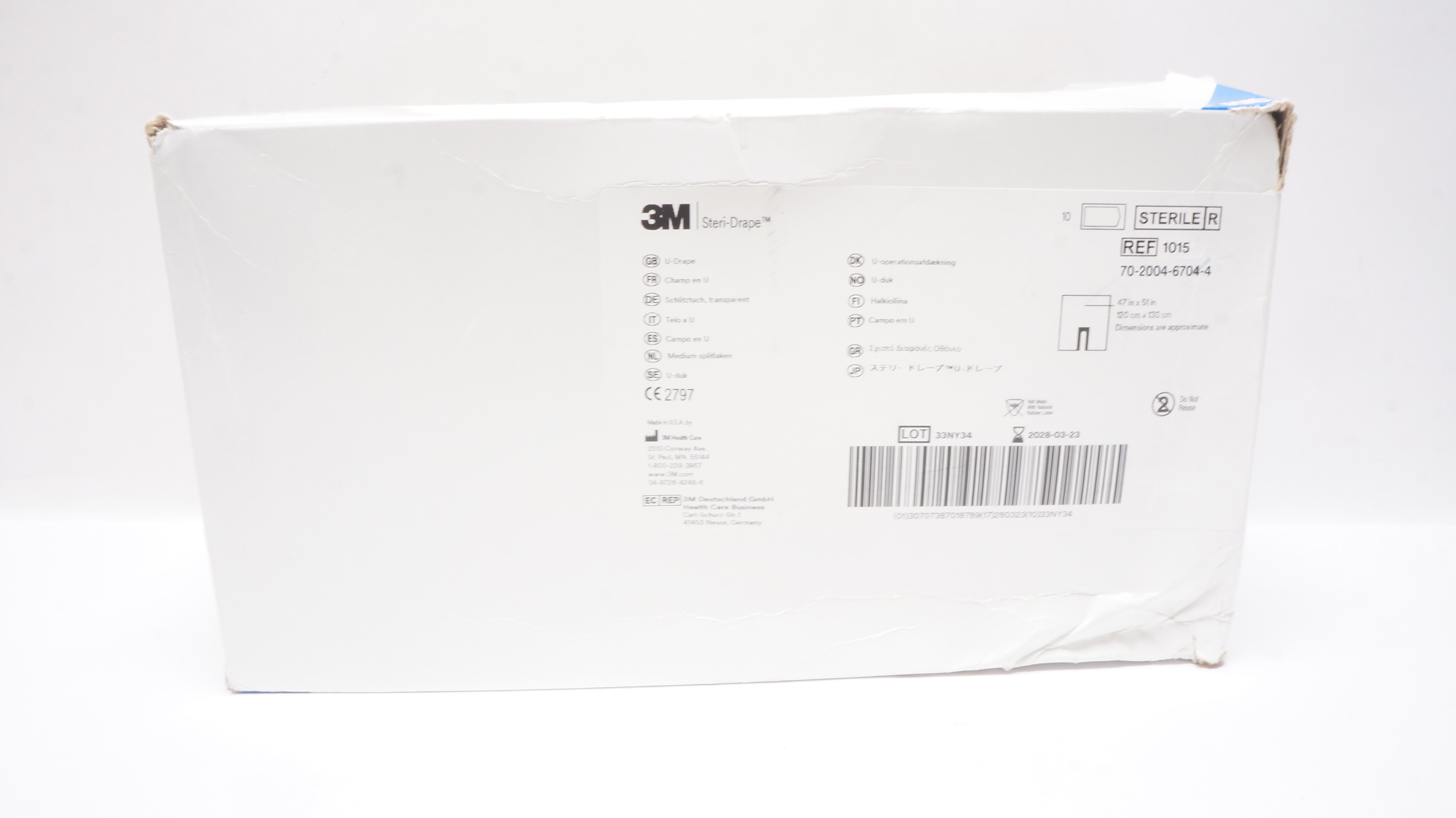 3M 1015 Steri-Drape U-Drape 47inch x 51inch (Approx.) - Box of 10