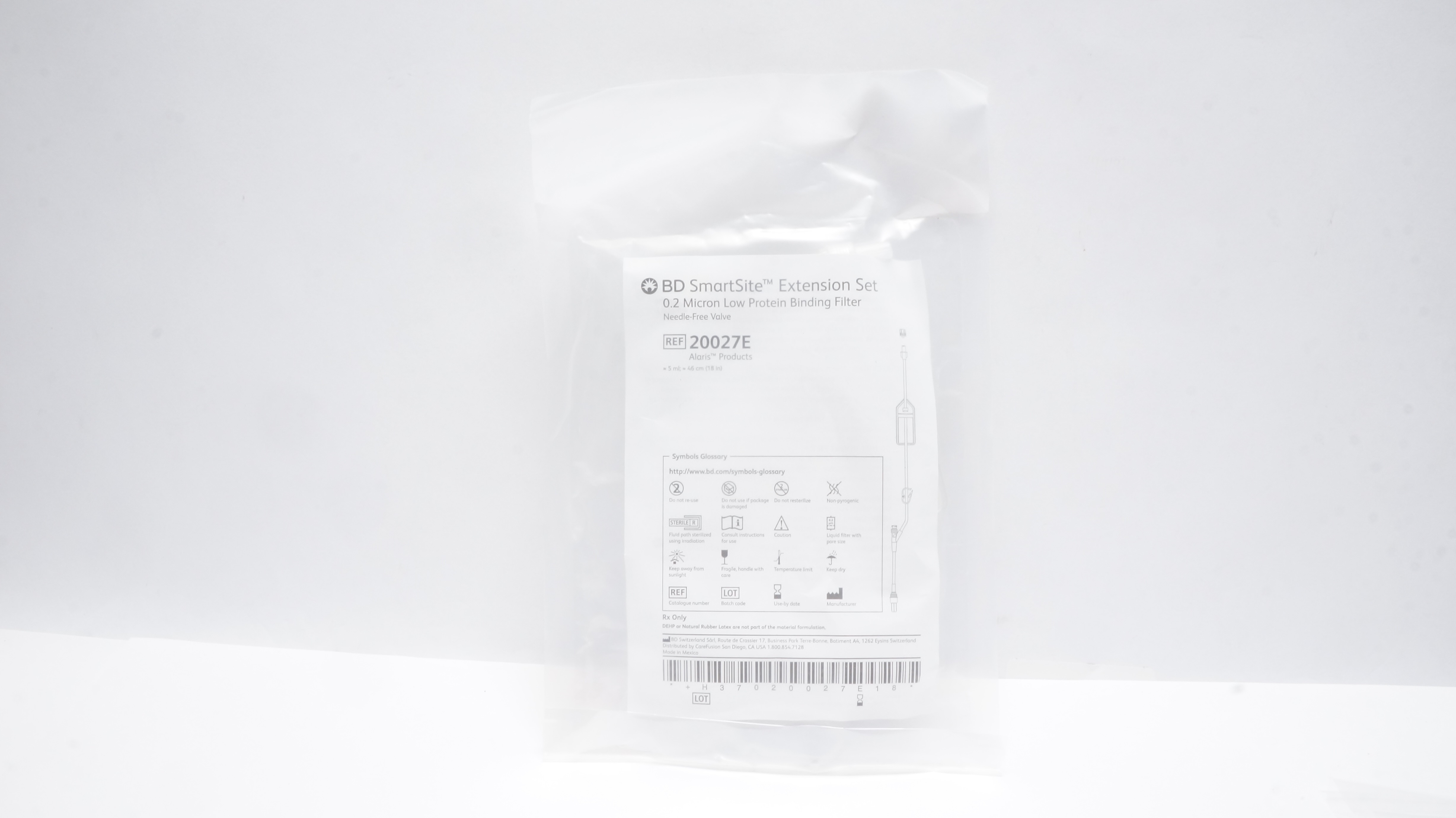 BD 20027E SmartSite Extension Set Low Protein Binding Filter 5ml x 18inch (x)