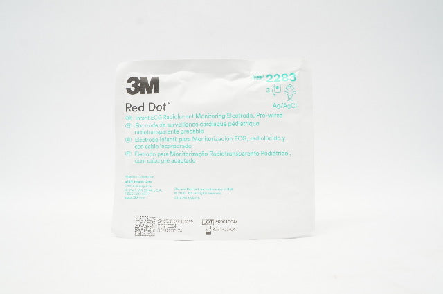 3M 2283 Red Dot Infant ECG Radiolucent Monitoring Electrode, Pre-Wired - Pack of 3(x)