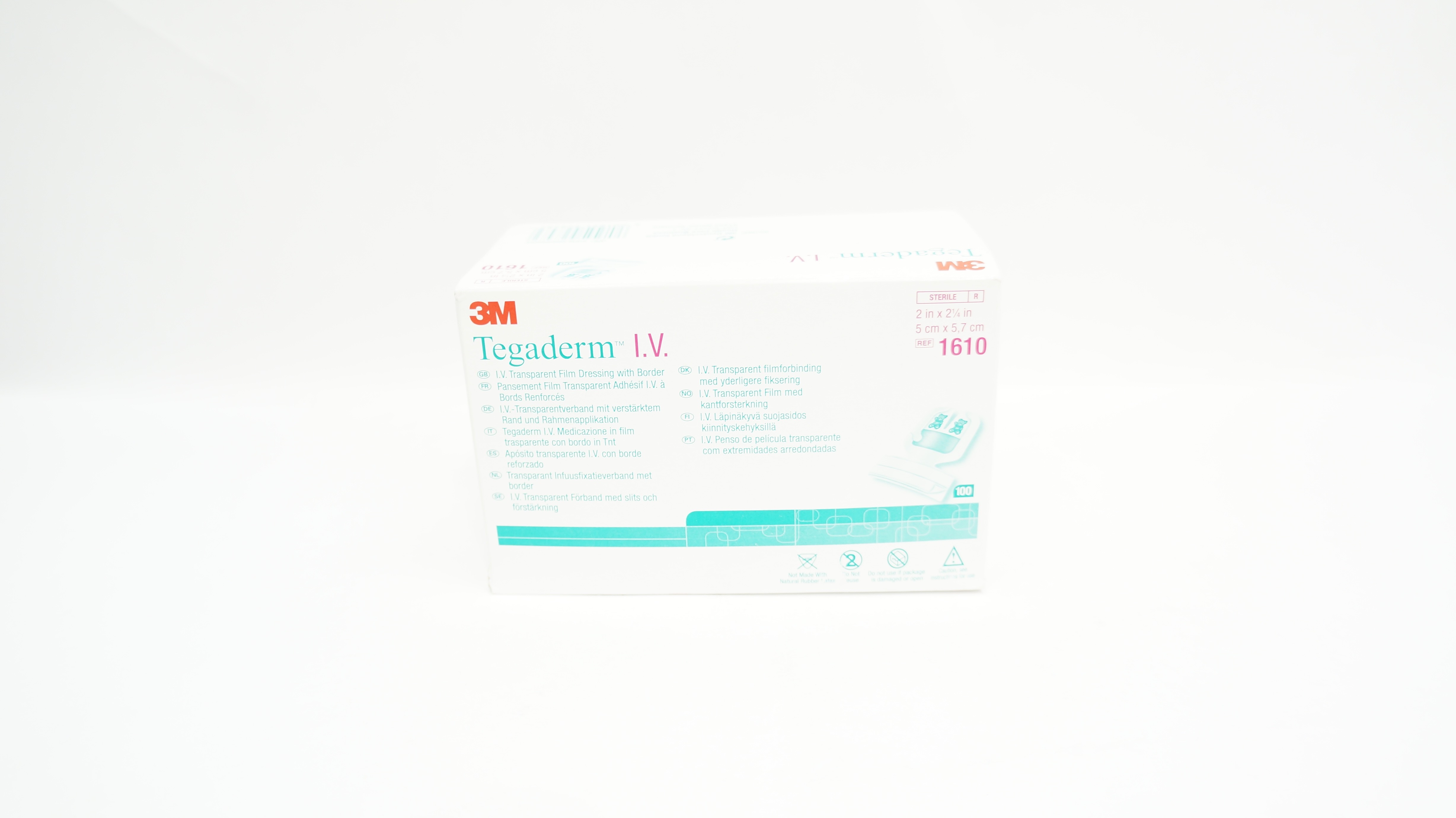 3M 1610 Tegaderm I.V. Transparent Film Dressing 2inch x 2-1/4inch - Box of 100