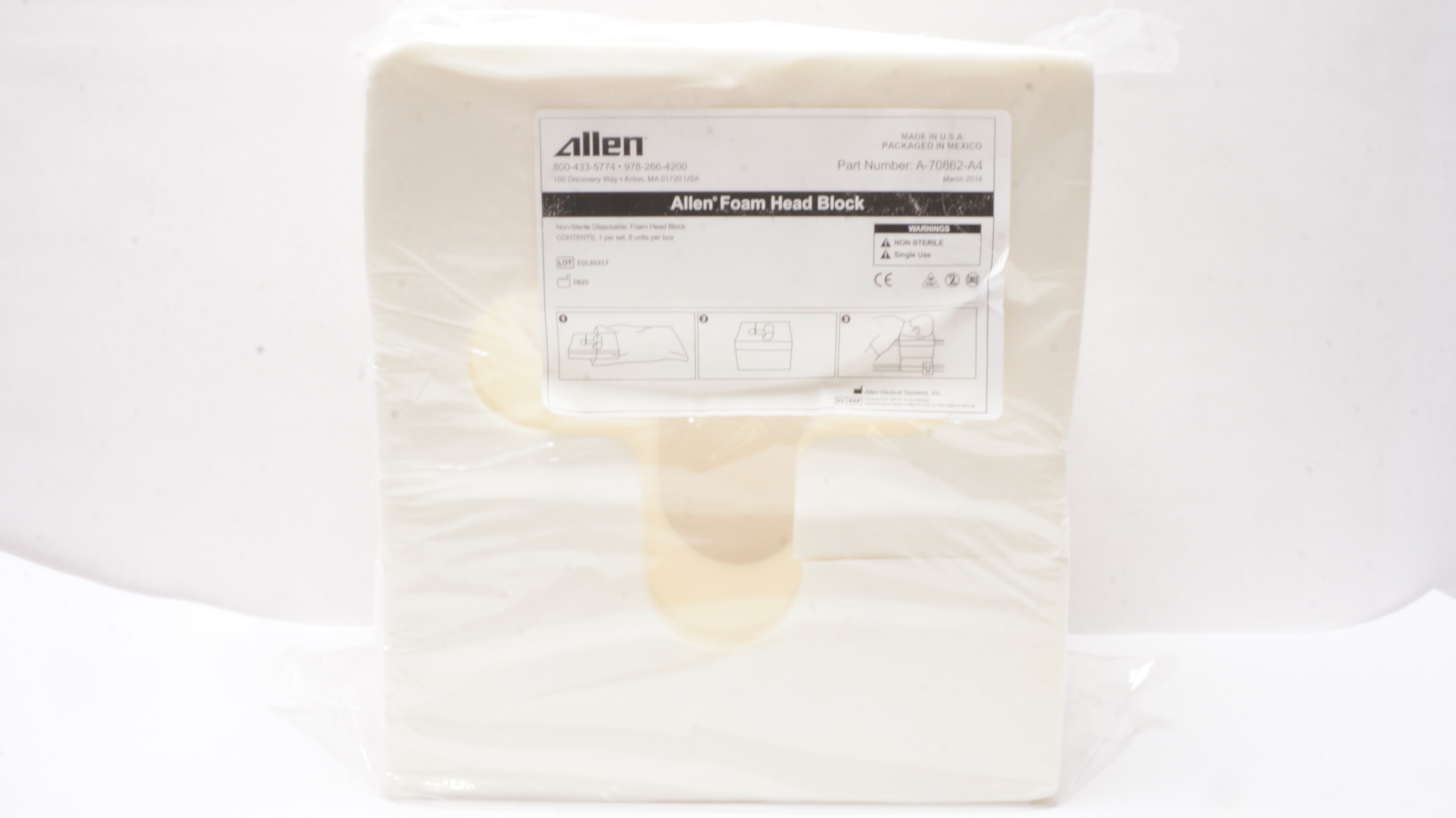 Allen Medical Allen Foam Head Block 1 Per Set 6 Sets Per Box