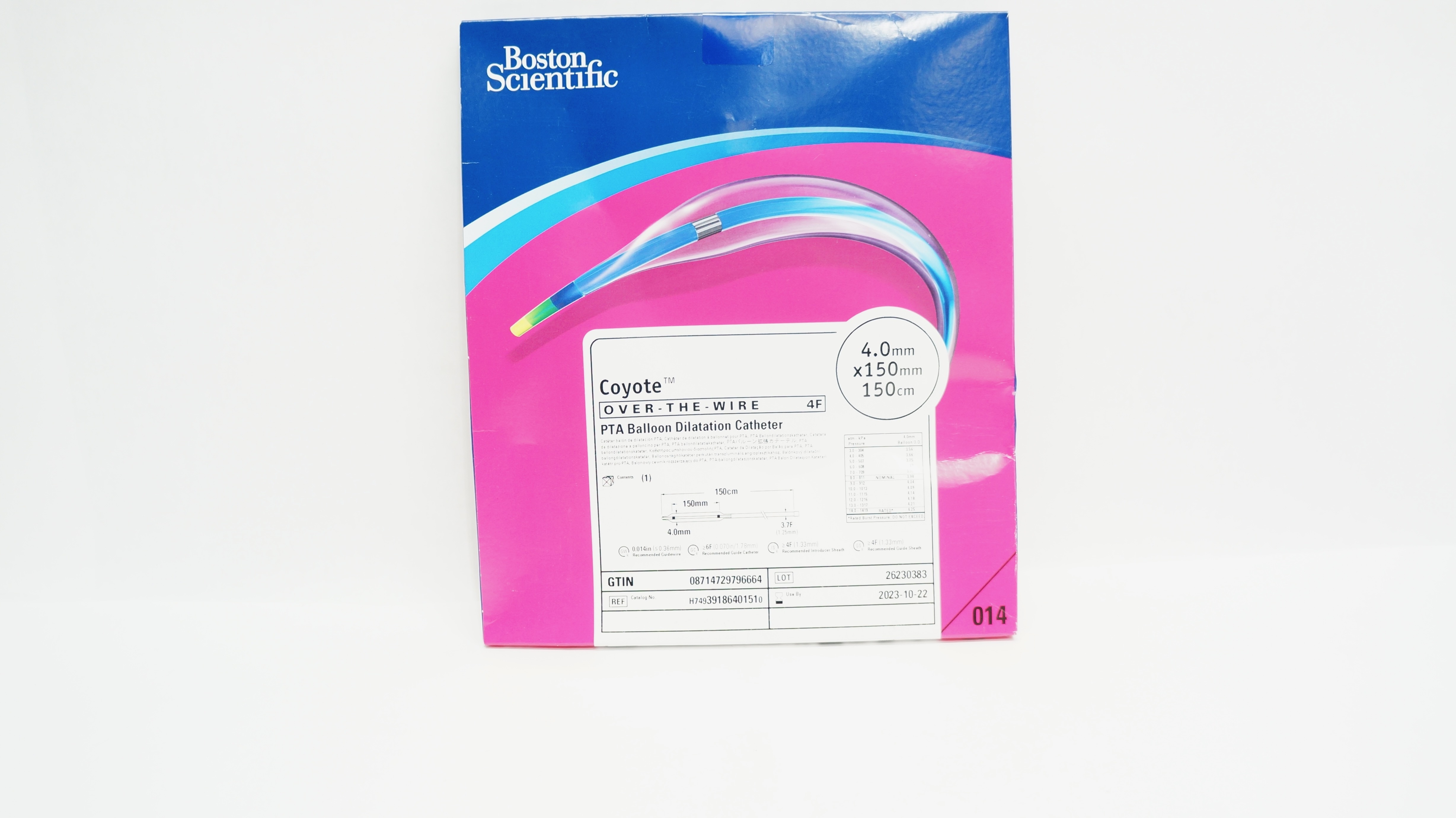 Boston Scientific H74939186401510 Coyote PTA Balloon Cath. 4.0 x 150mm x150cm(x)