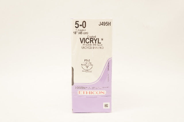 Ethicon J495H 5-0 VICRYL, PS-2, 19mm 3/8c, 18inch (x) - Pack of 36