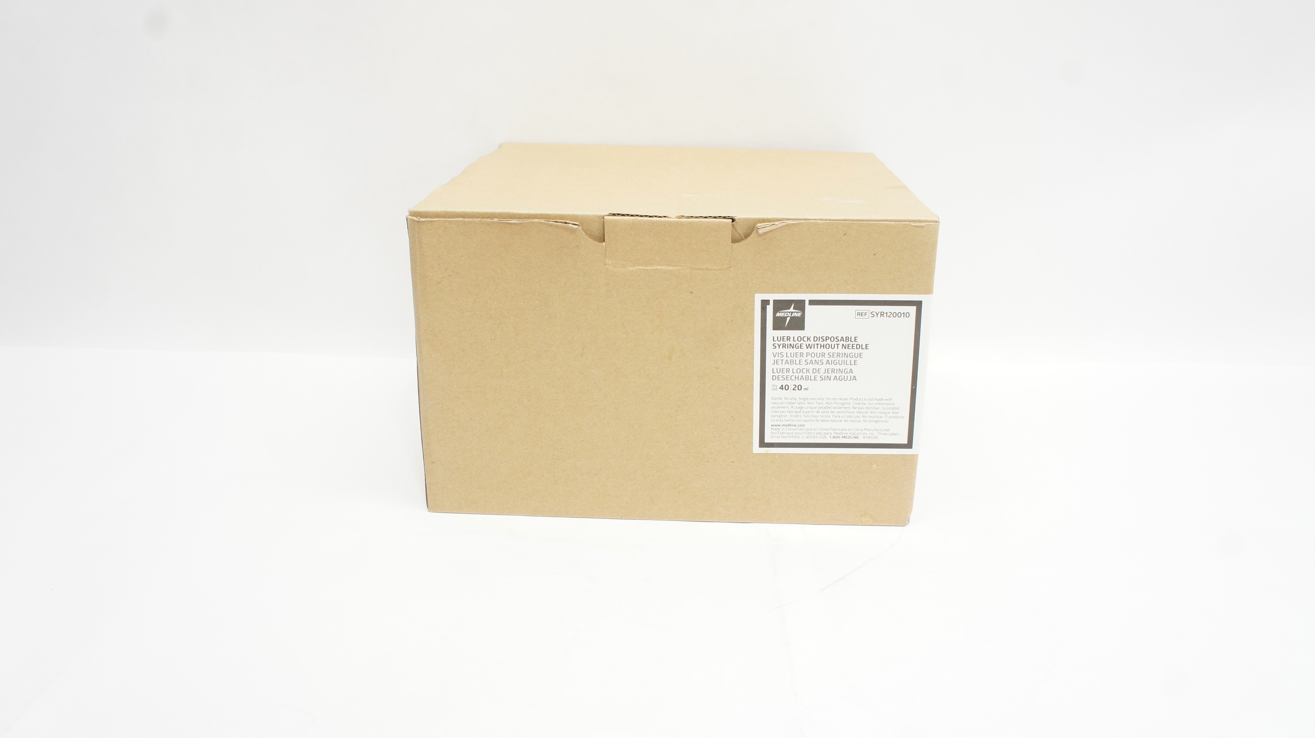 Medline SYR120010 Luer Lock Disposable Syringe Without Ndle 20ml - Box of 40