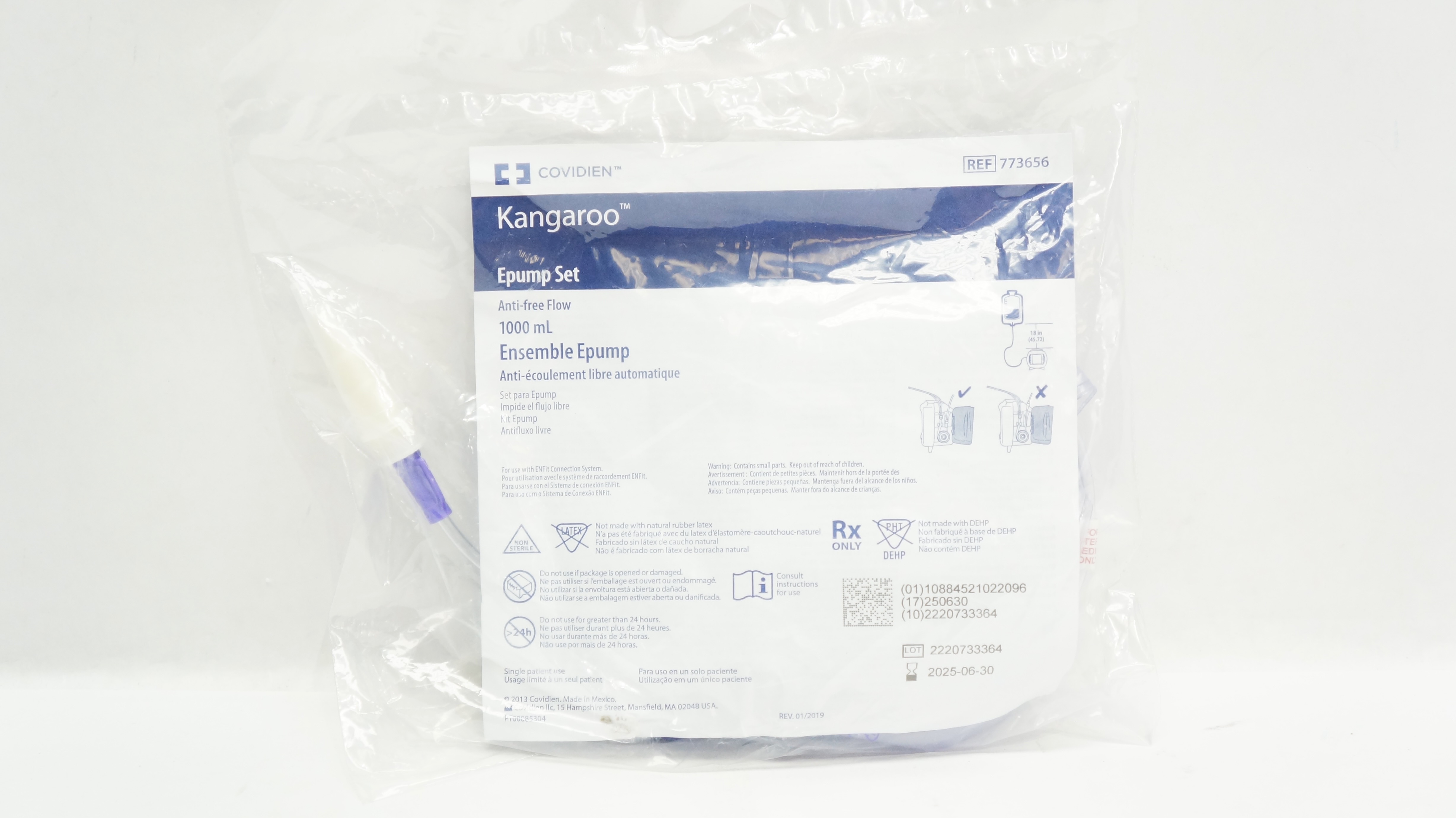 Covidien 773656 Kangaroo Epump Set Anti-Free Flow 1000mL