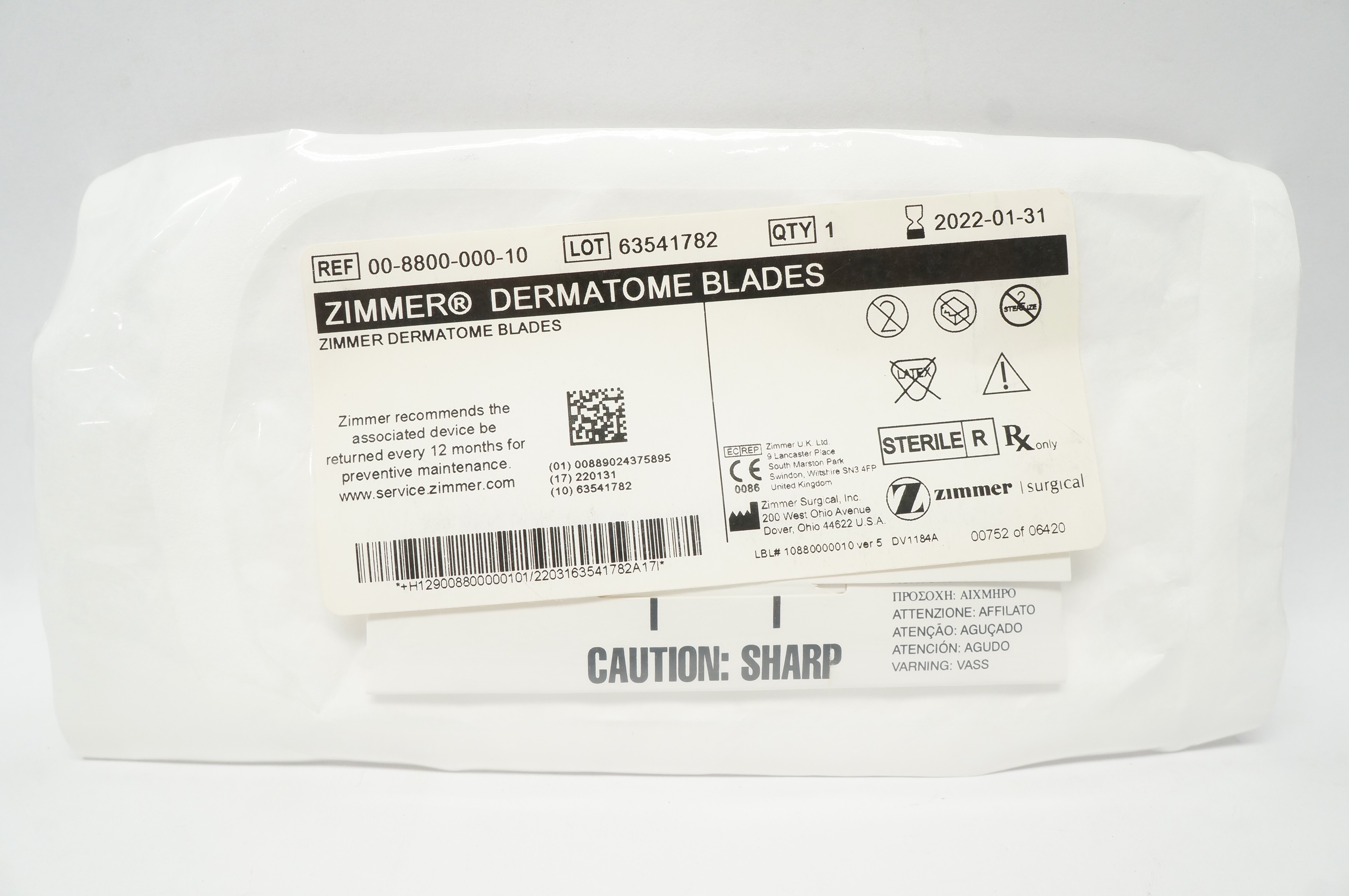 Zimmer 00-8800-000-10 Dermatome Blades (x)