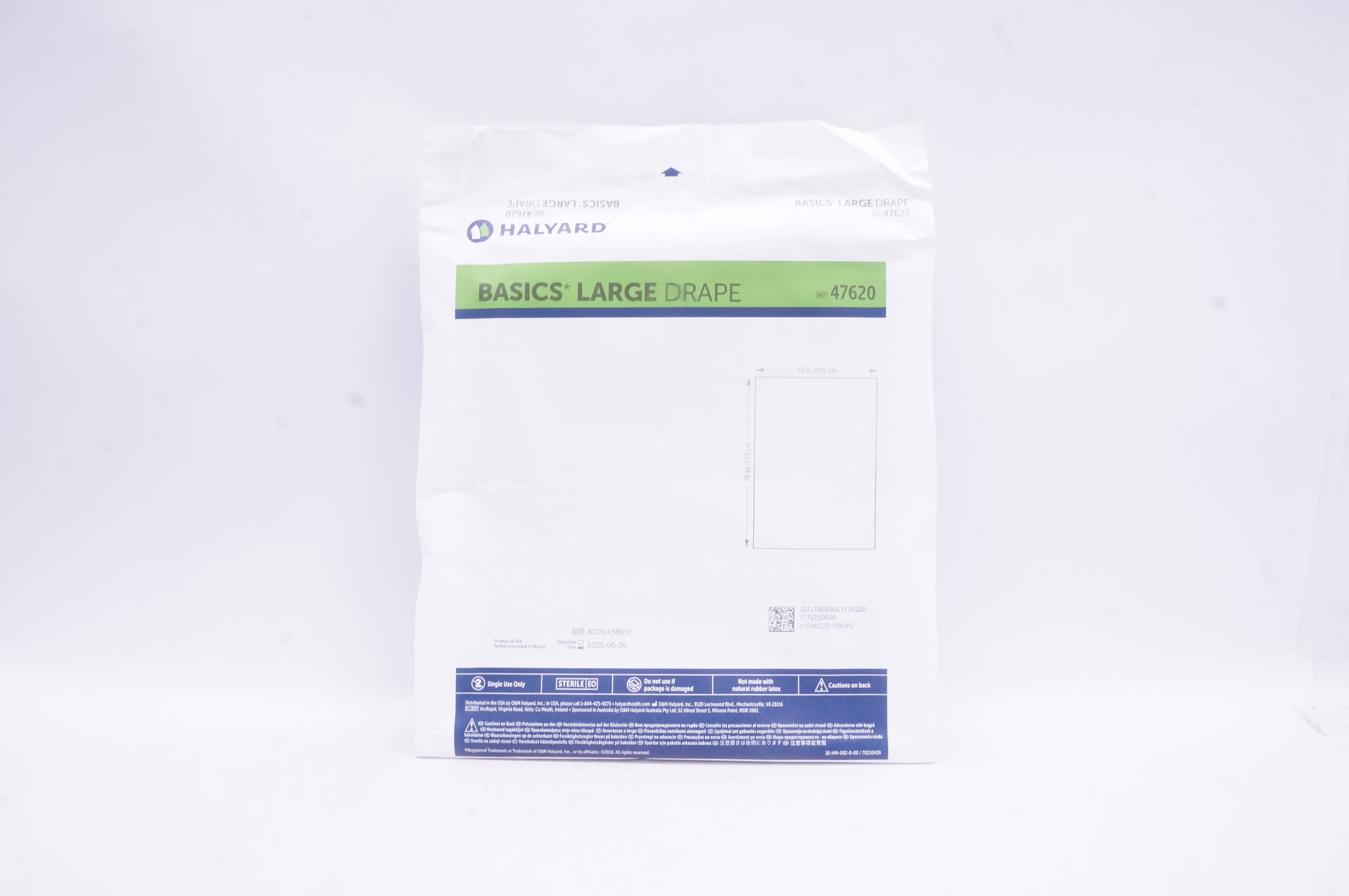 Halyard 47620 Basics Large Drape 55inch x 76inch