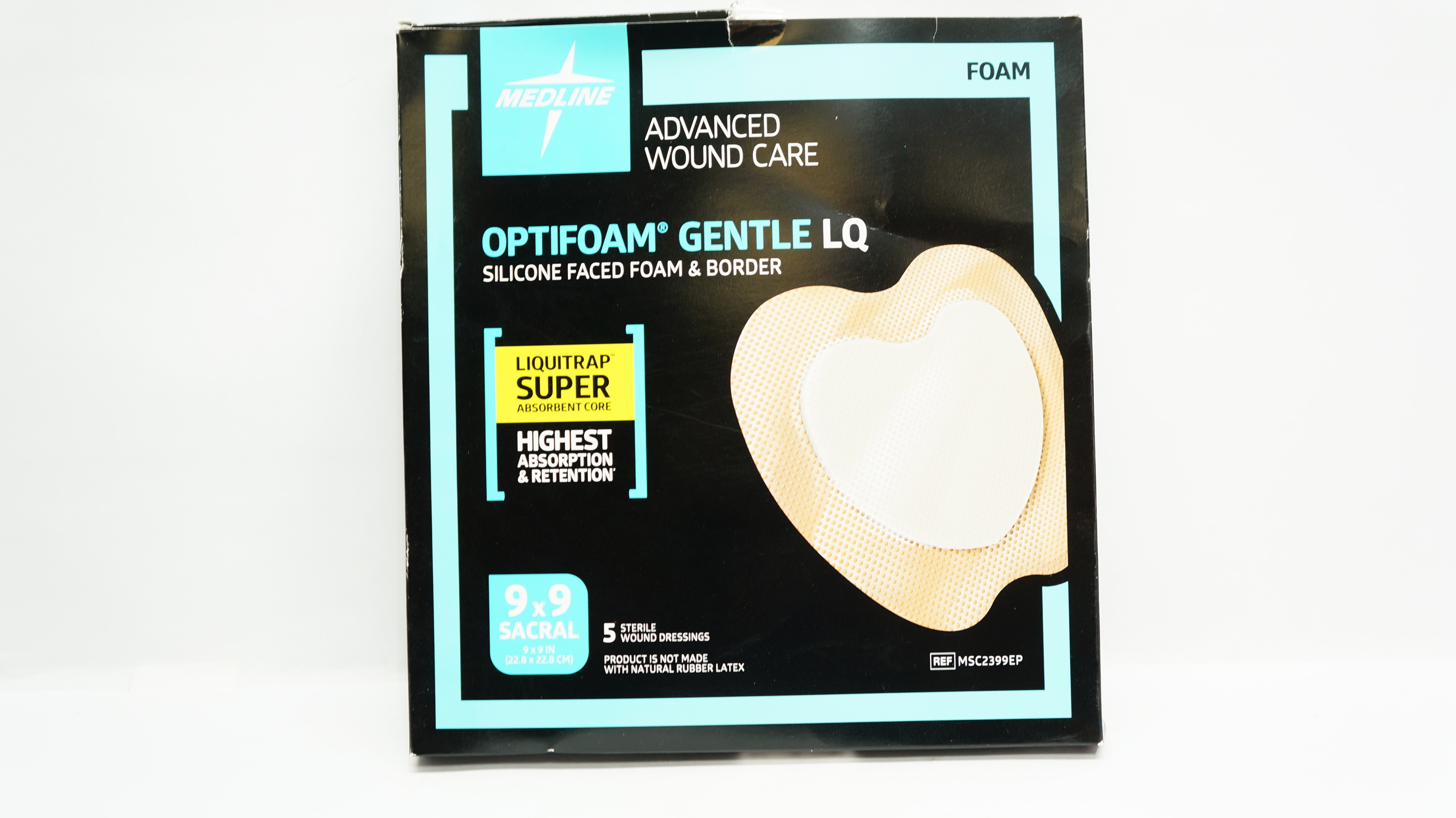 Medline MSC2399EP Optifoam Gentle LQ, Silicone Faced  9 x 9inch (x) - Box of 5