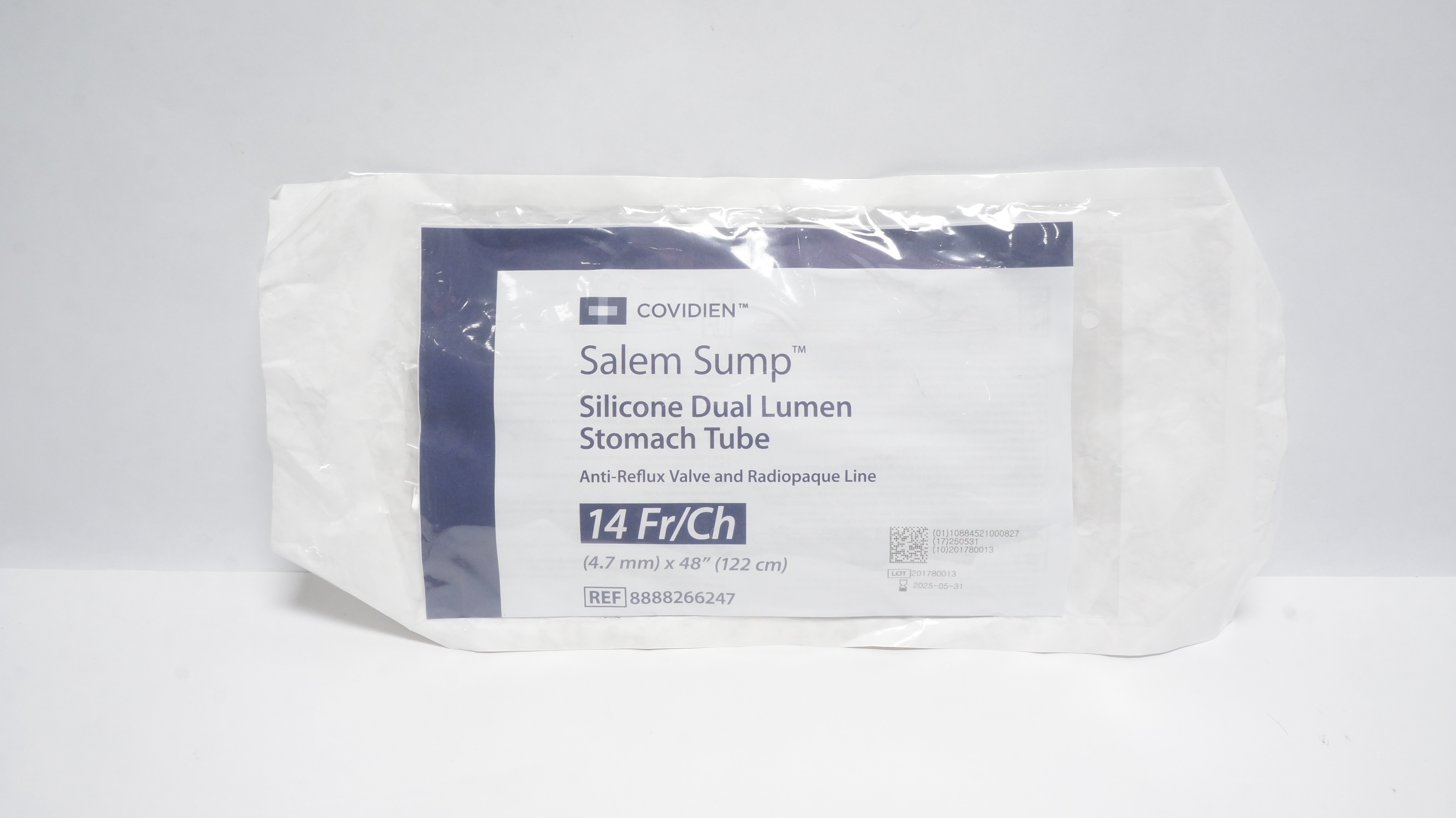 Covidien 8888266247 Salem Sump Silicone Dual Lumen Stomach Tube 14Fr. x 48in (x)