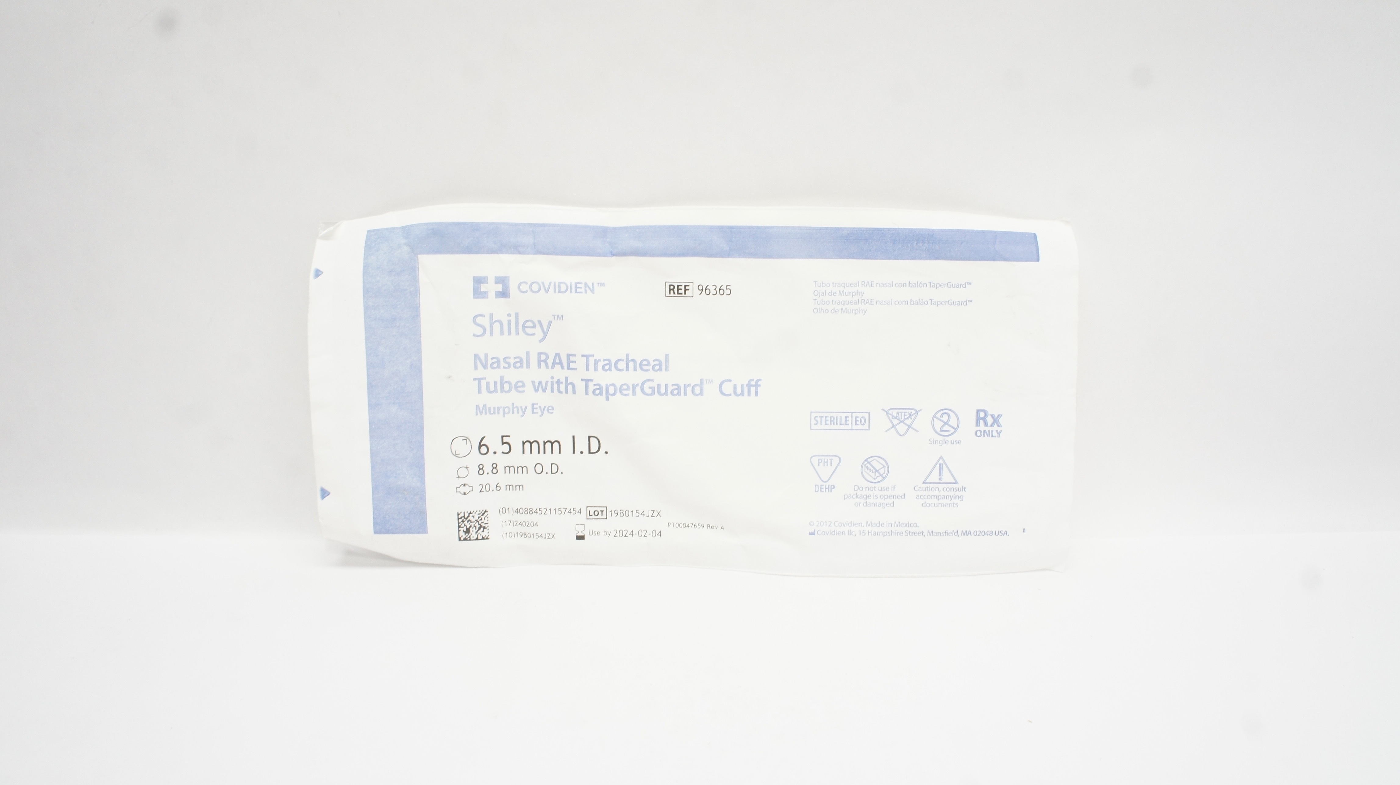 Covidien 96365 Shiley Nasal RAE Tracheal Tube w/Cuff 6.5ID x 8.8OD x 20.6mm