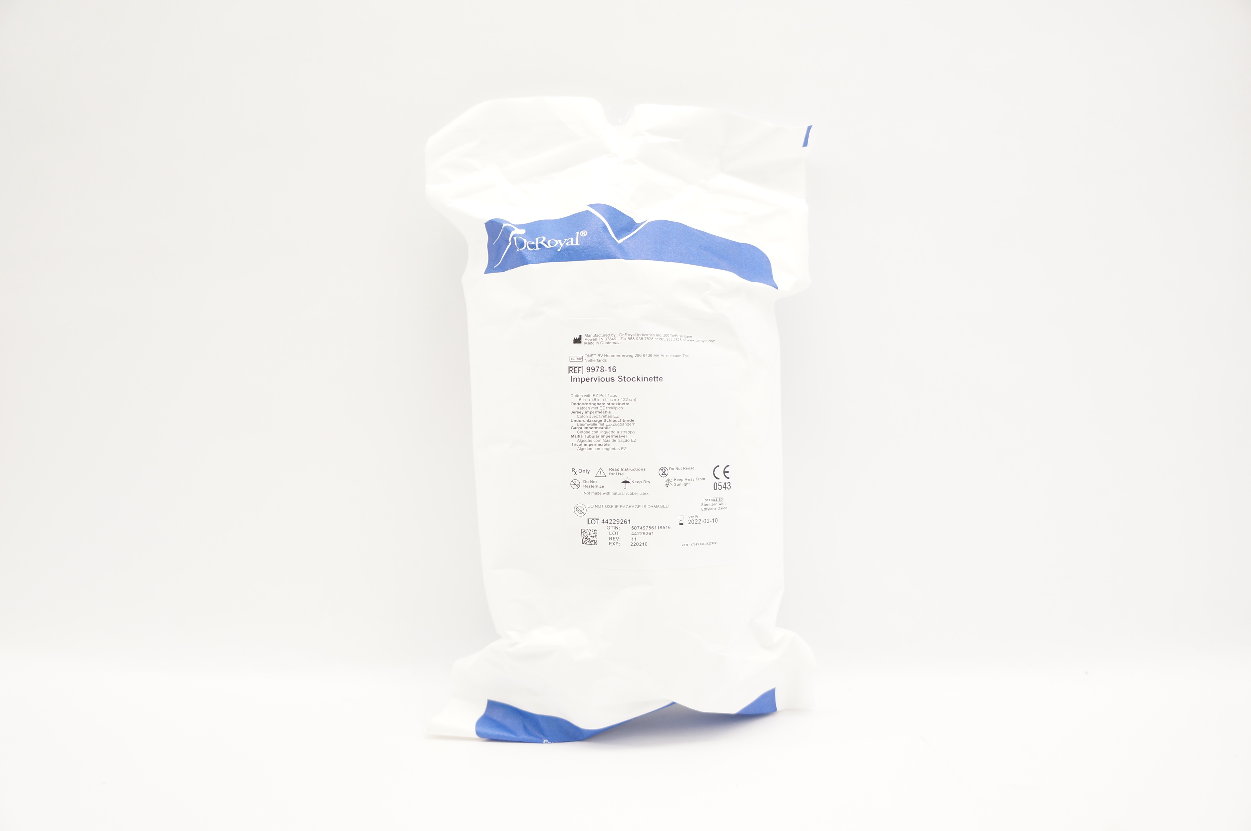 DeRoyal 9978-16 Impervious Cotton Stockinette w/EZ Pull Tabs 16inch x 48inch (x)