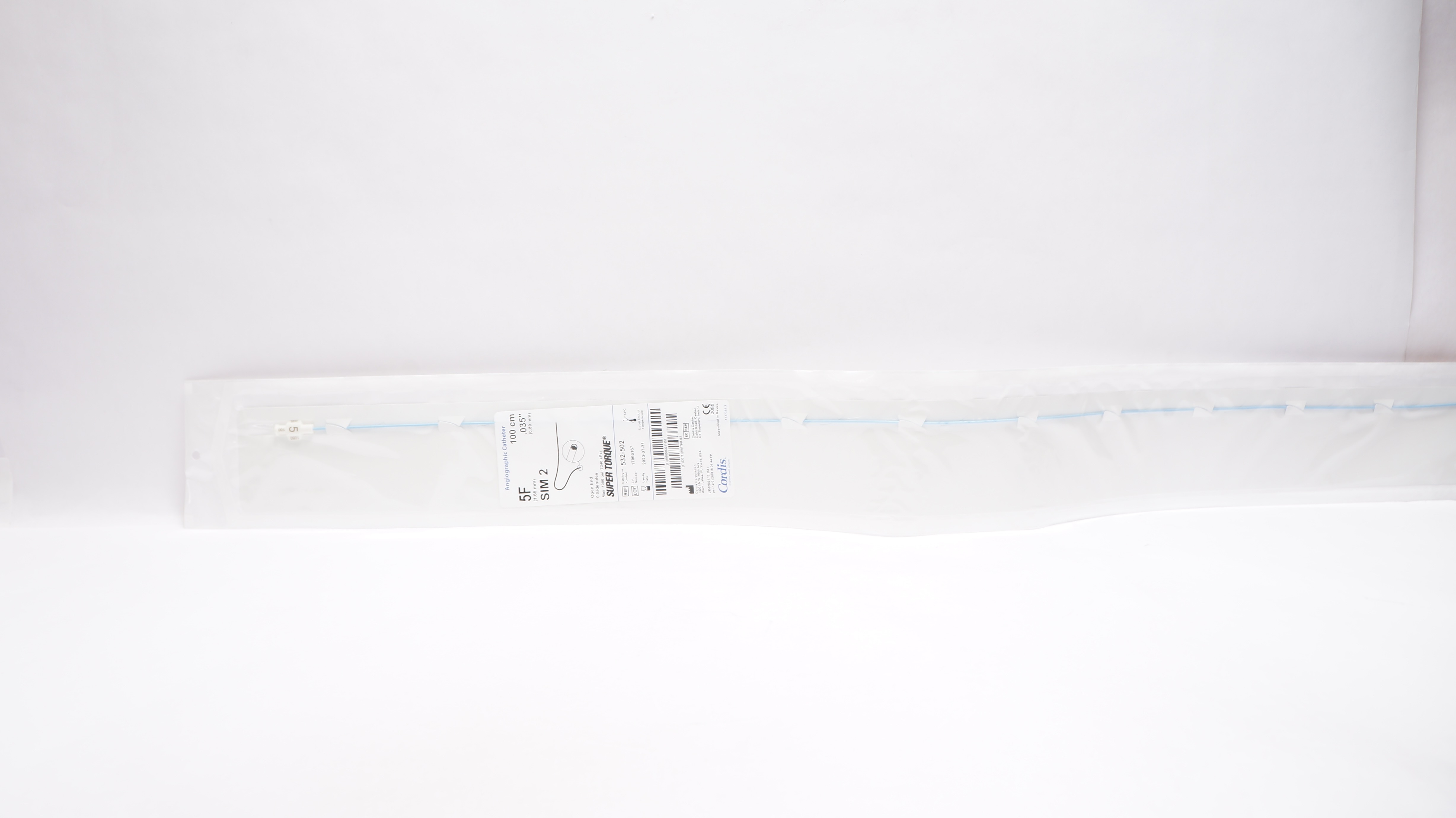 Cordis 532-502 SIM 2 Super Torque Angiographic Cath. 5F x 100cm x .035inch (x)