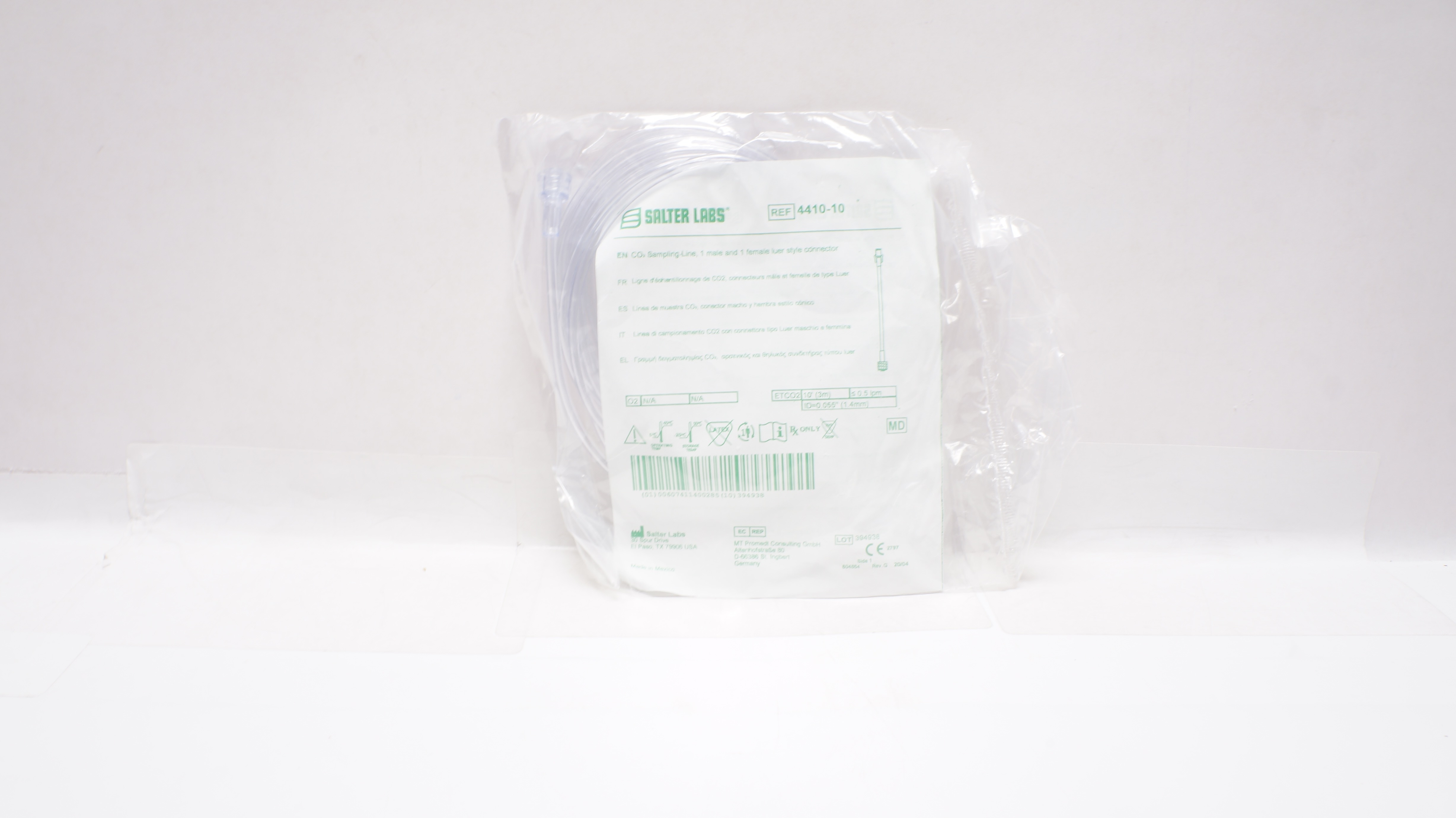 Salter Labs 4410-10 CO2 Sampling-Line, 1 Male & 1 Female Luer Style Connector