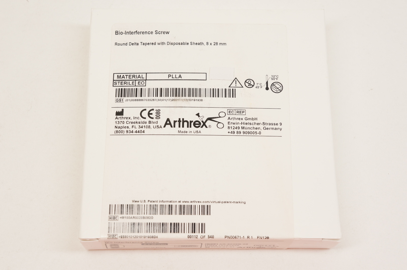 Arthrex AR-5028B-08 Bio-Interference Screw 8 x 28mm (x)