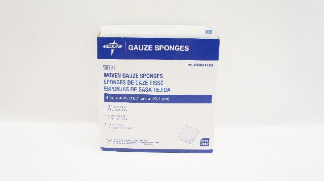 Medline NON21424 Woven Gauze Sponges 4inch x 4inch - Box of 25 x 2