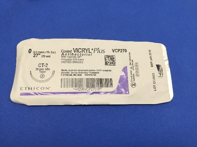 Ethicon VCP270 VICRYL Plus CT-2, Antibacterial, 27