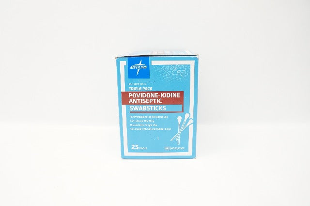 Medline MDS093902 Triple Pack Povidone-Iodine 10% Swabsticks (x) - Pack of 25