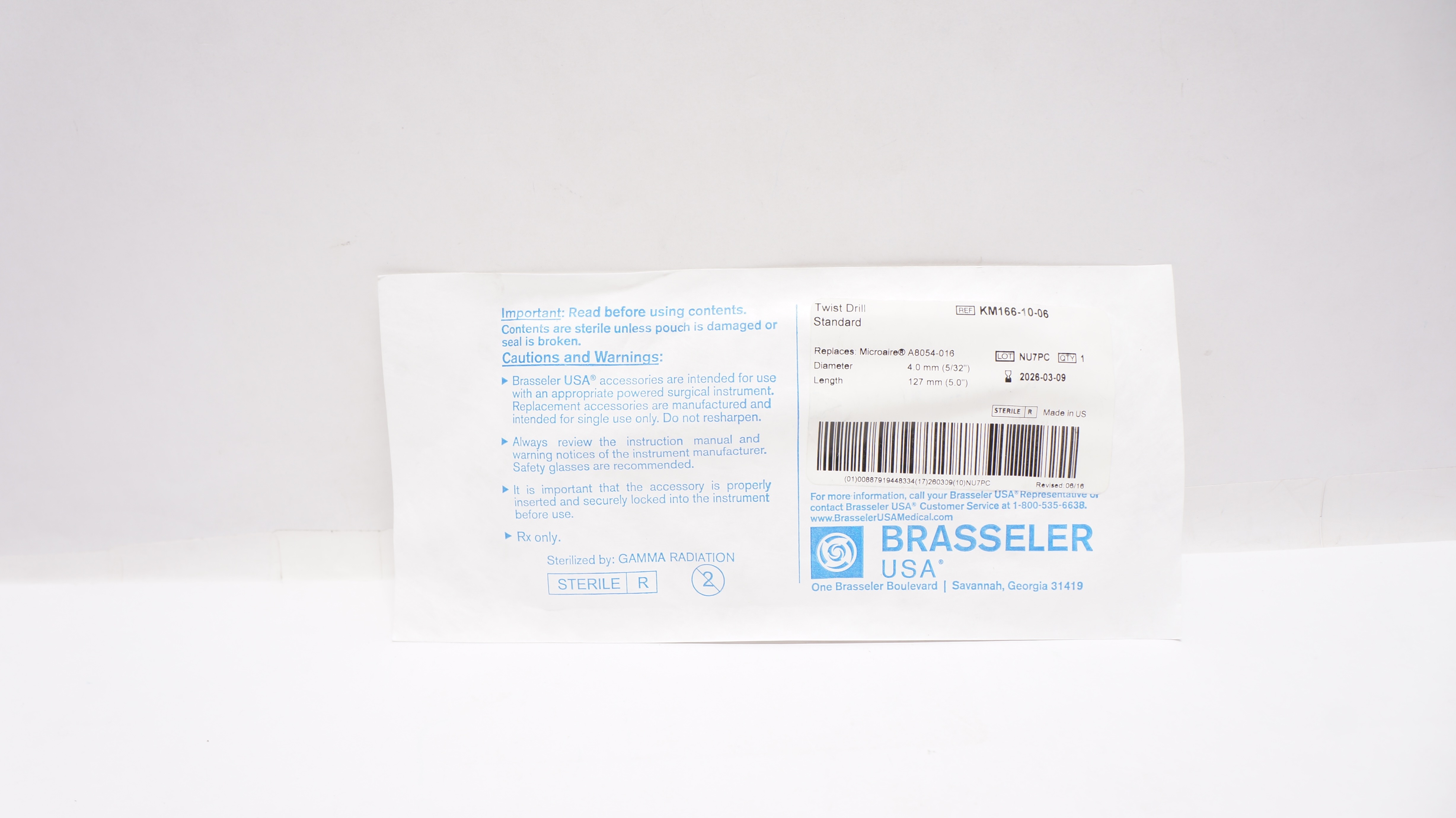 Brasseler KM166-10-06 Twist Drill Standard 5/32inch x 5.0inch