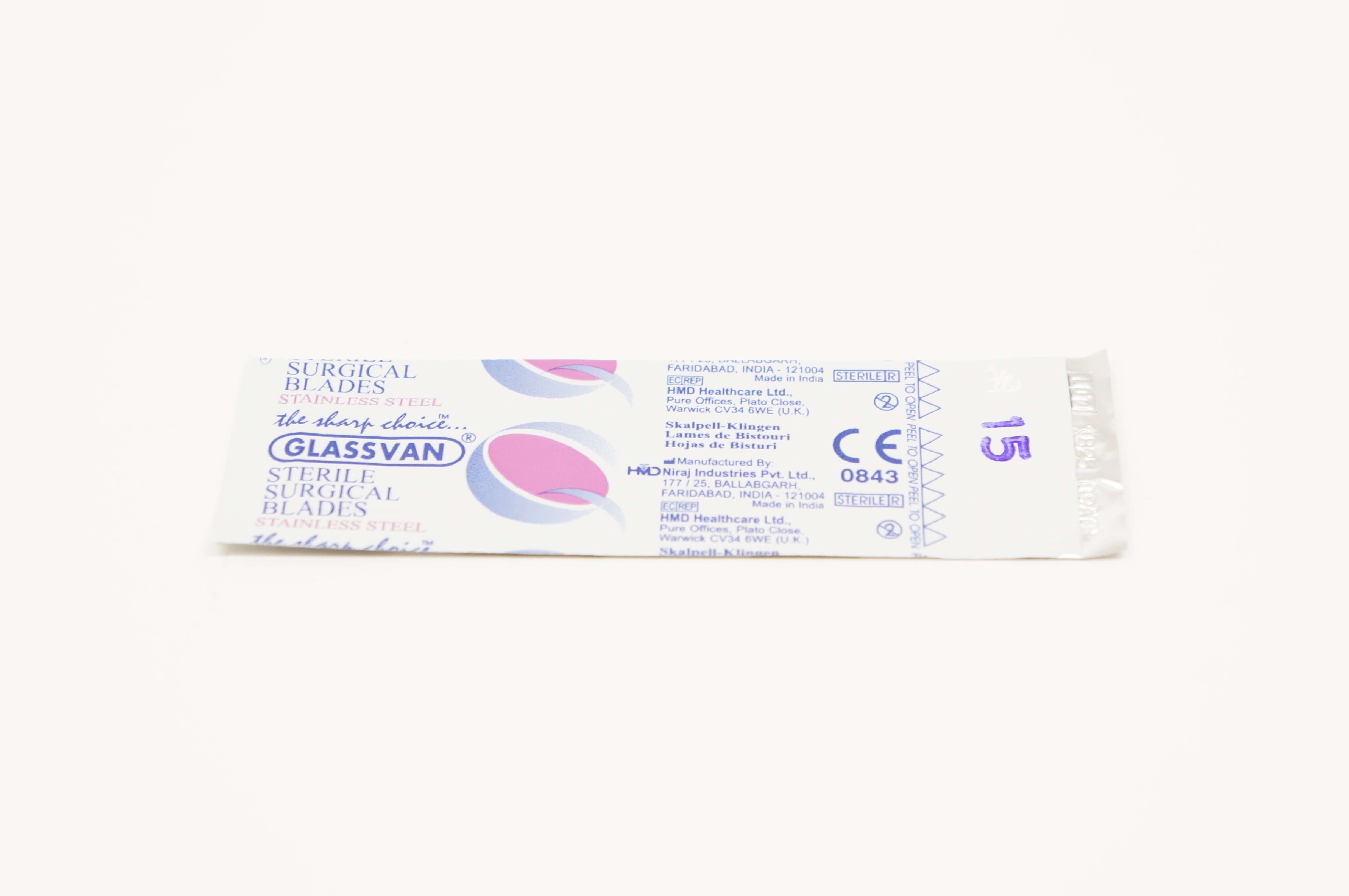 HMD GLASSVAN Sterile Surgical Blades Stainless Steel 15