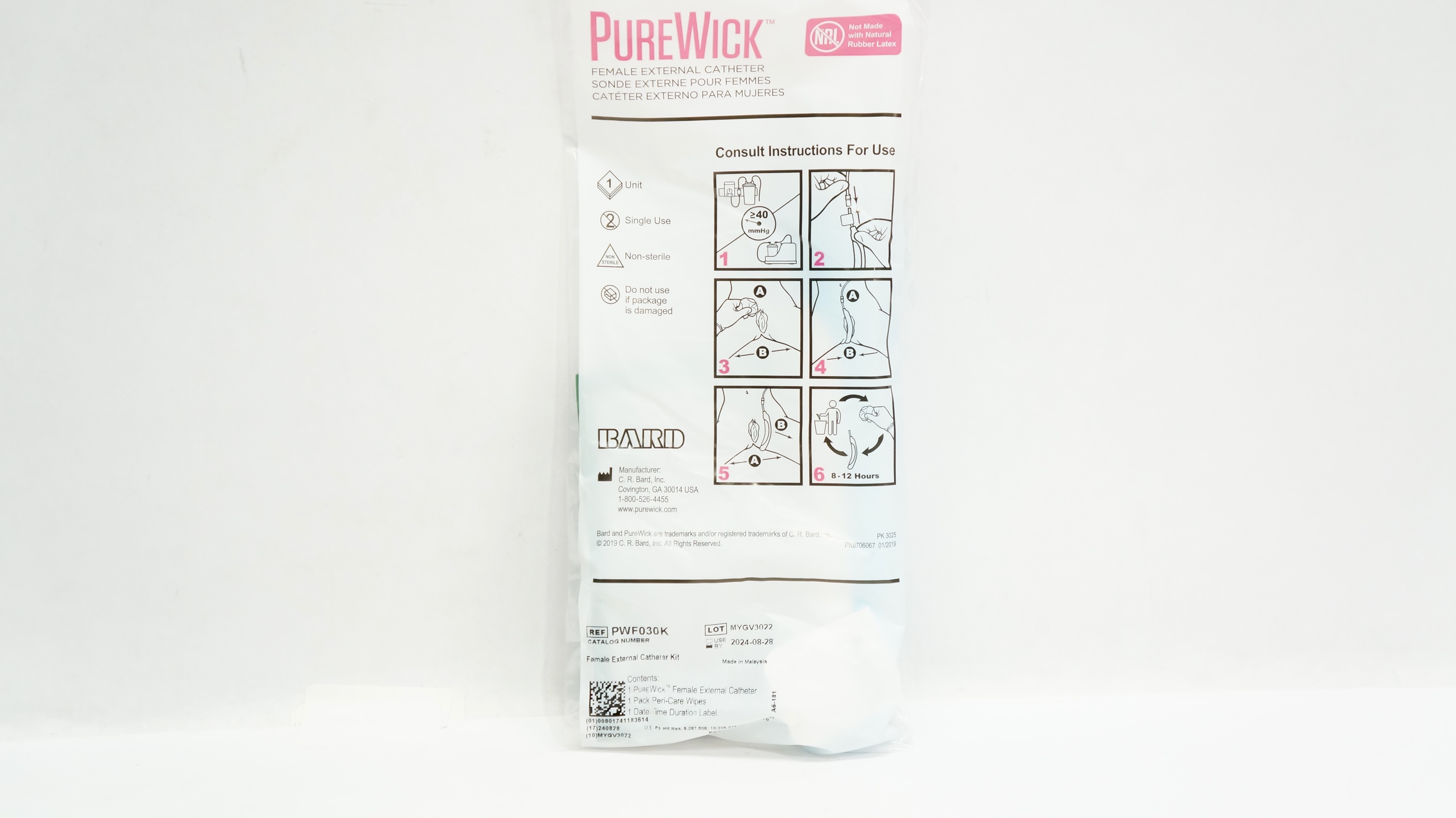 Bard PWF030K PureWick Female External Cath. Kit