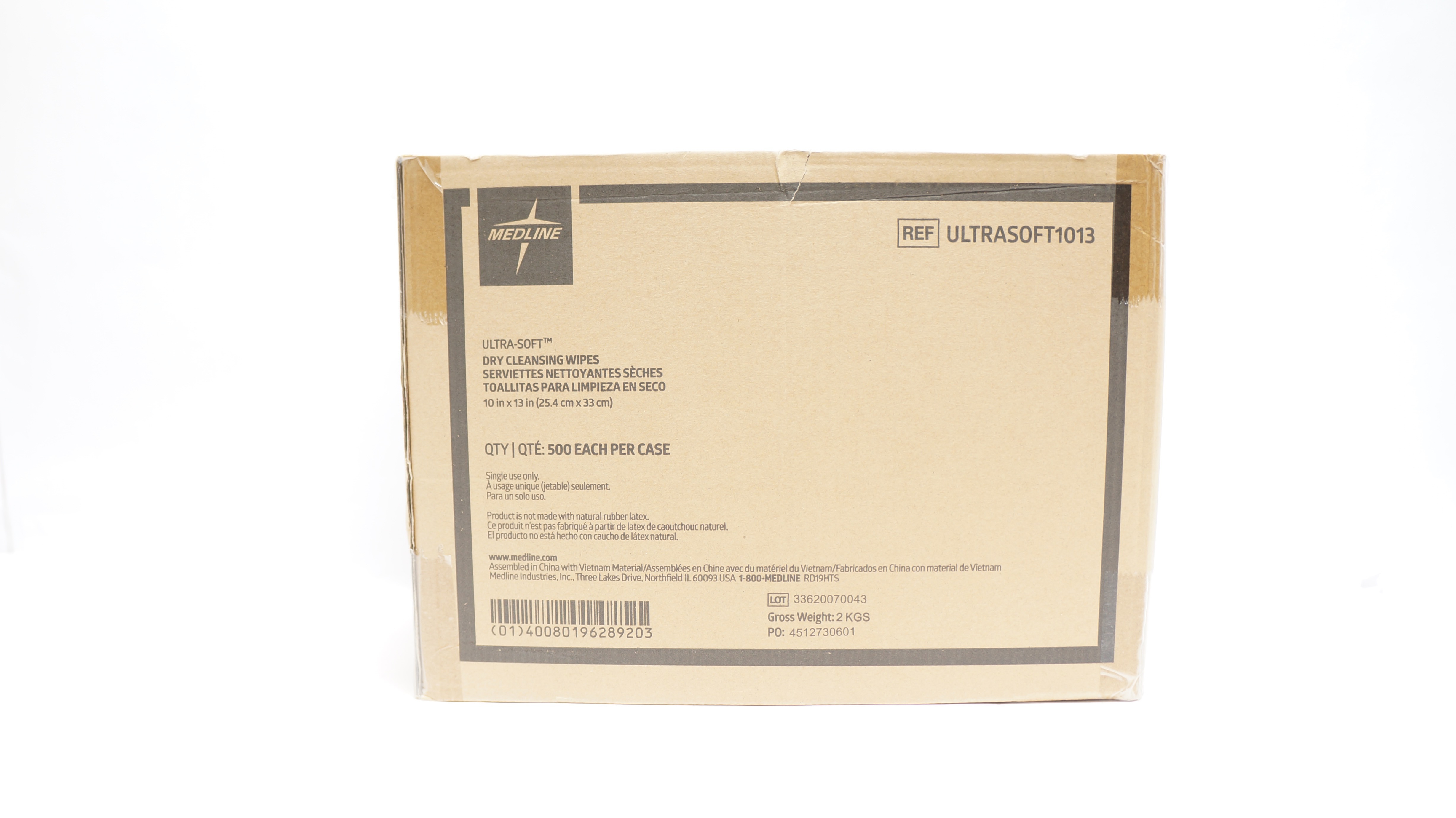 Medline ULTRASOFT1013 UltraSoft Dry Wipes 10 x 13 inch - Case of 500