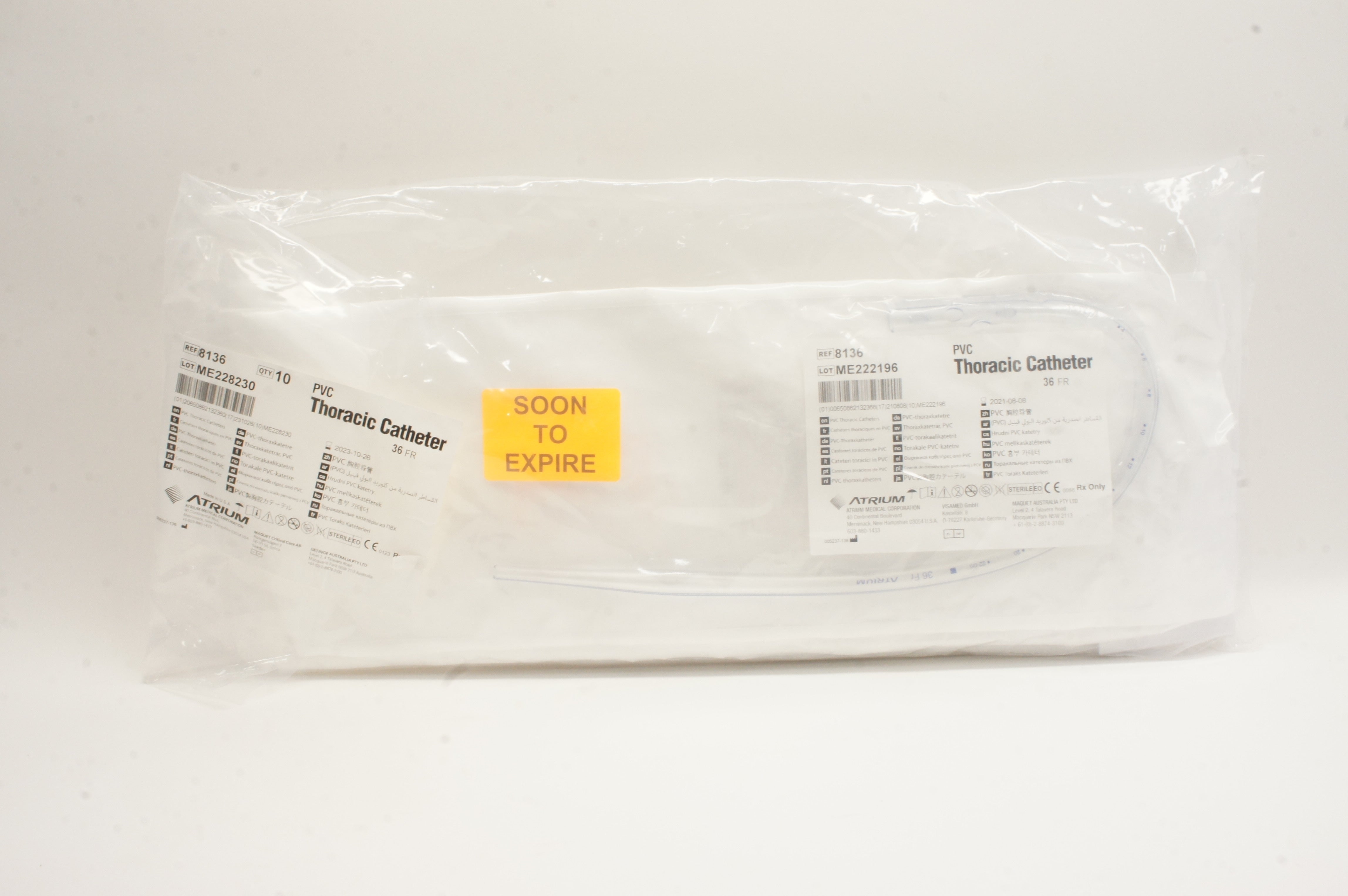 Atrium 8136 PVC Thoracic Cath. 36Fr - Pack of 10