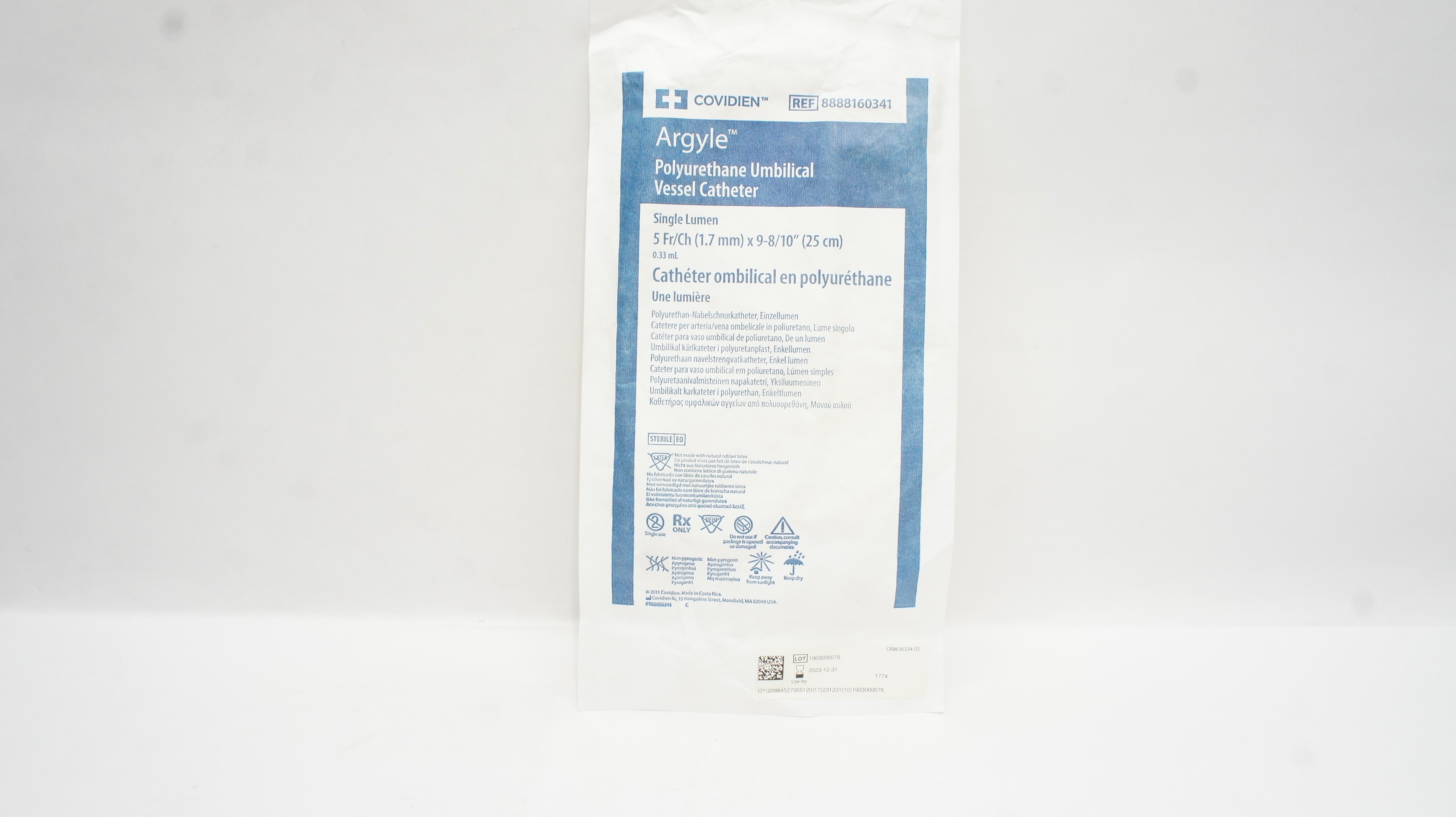 Covidien 8888160341 Argyle Polyurethane Umbilical Vessel Cath. 5Fr x 9-8/10in(x)