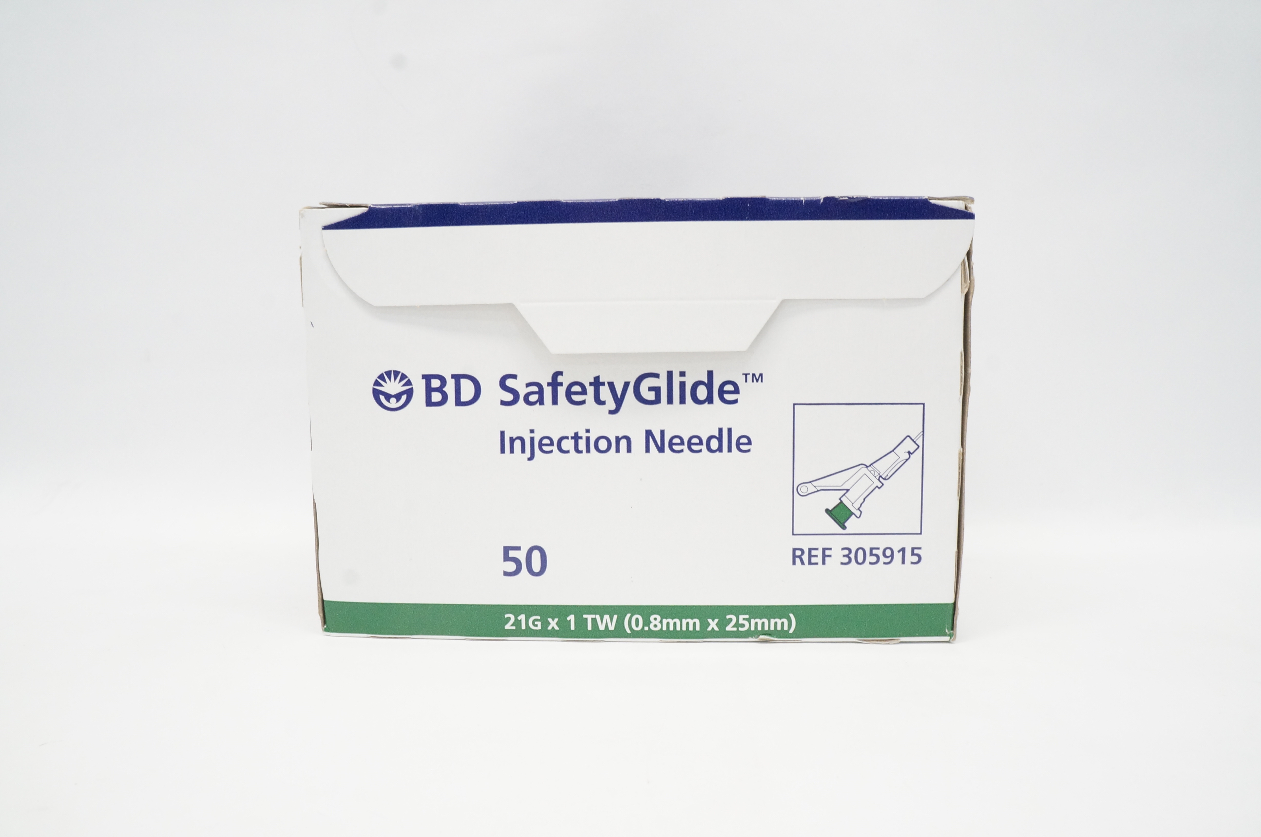 BD 305915 Safety Glide Injection Ndle 21G x 1 TW - Box of 50