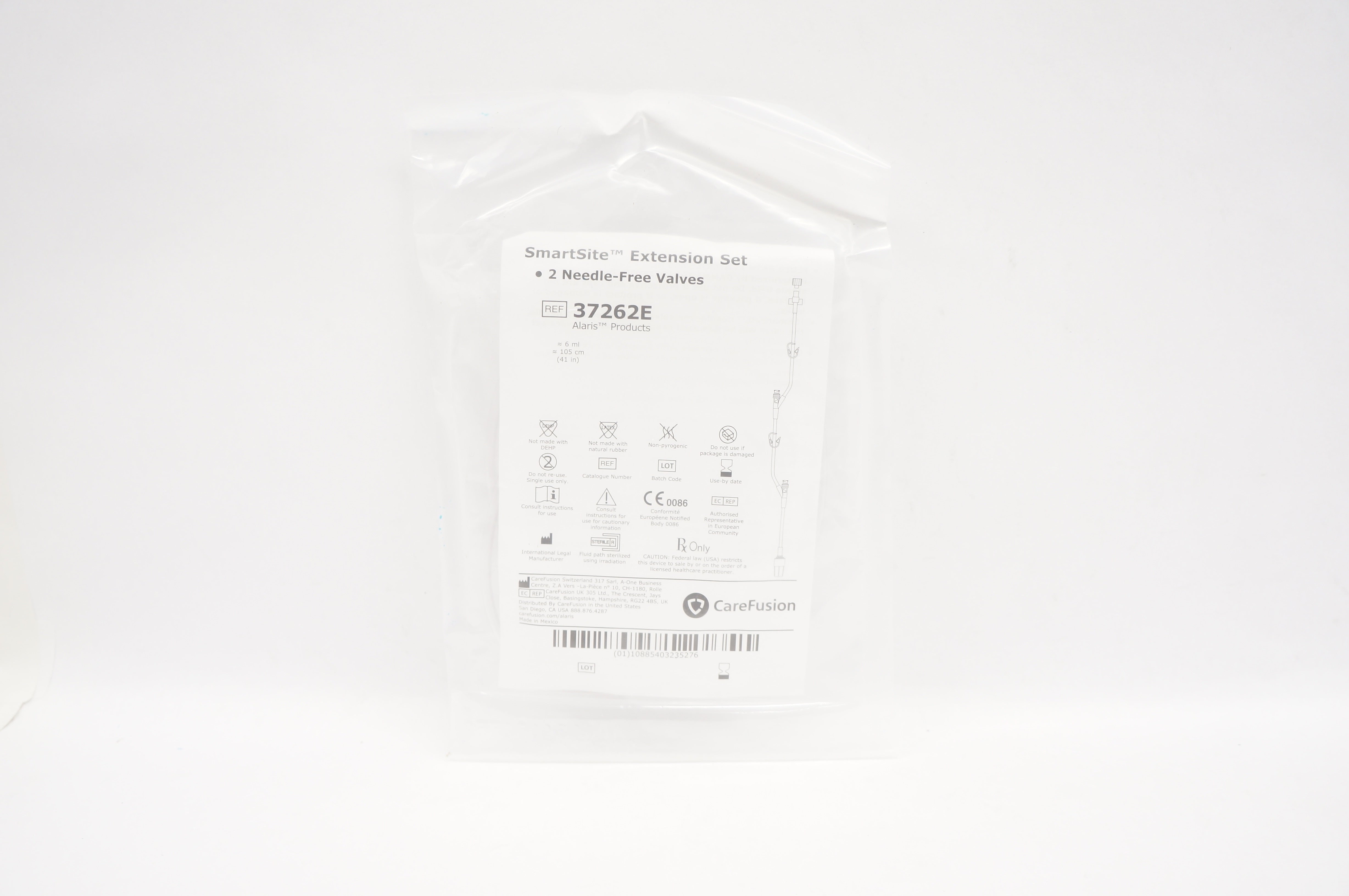 CareFusion 37262E Alaris SmartSite Extension Set 2 Ndle-Free Valves 6ml (x)