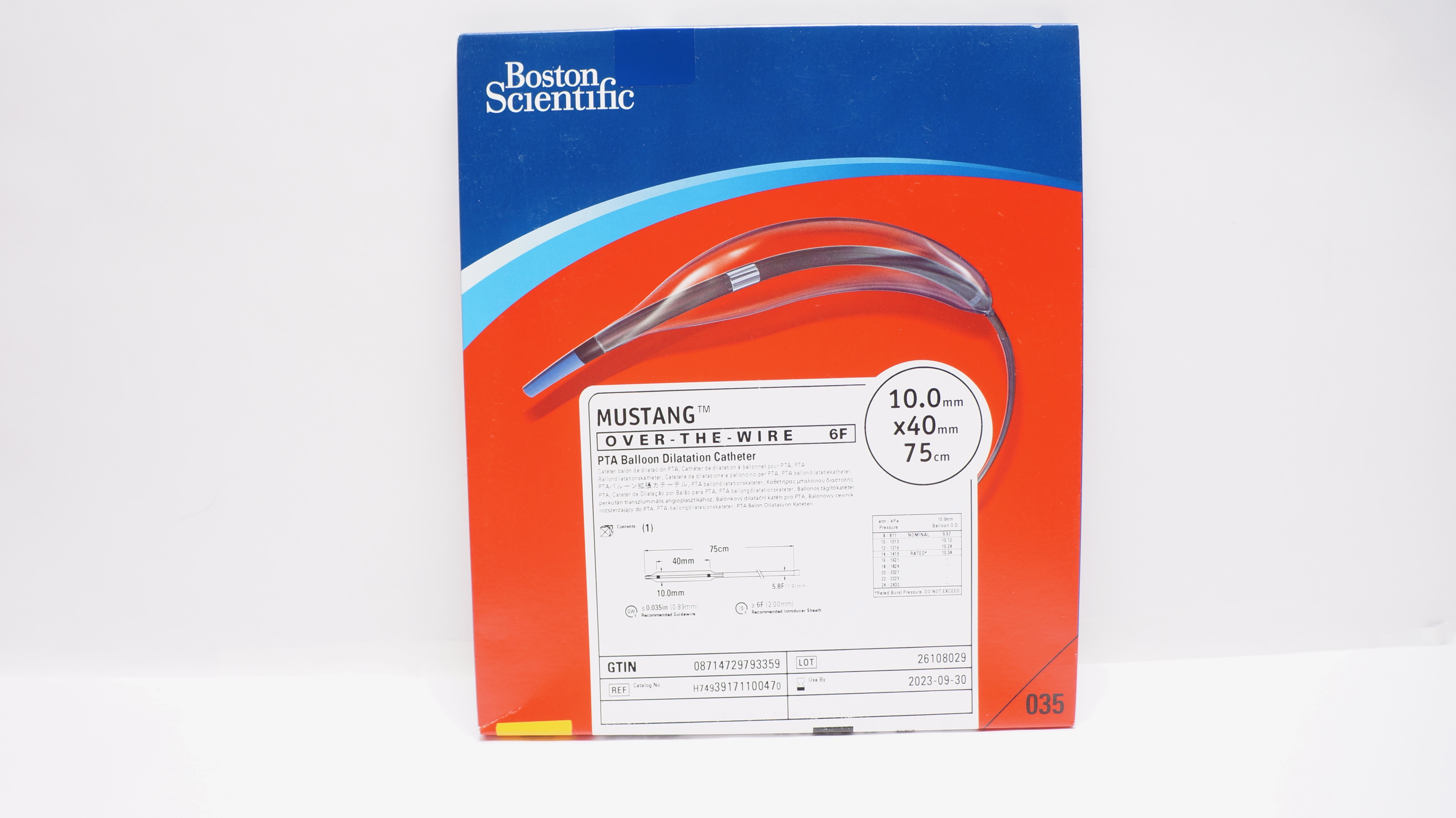 Boston Scientific 3917110047 Mustang OTV 6F, PTA Balloon Dilatation Cath.75cm(x)