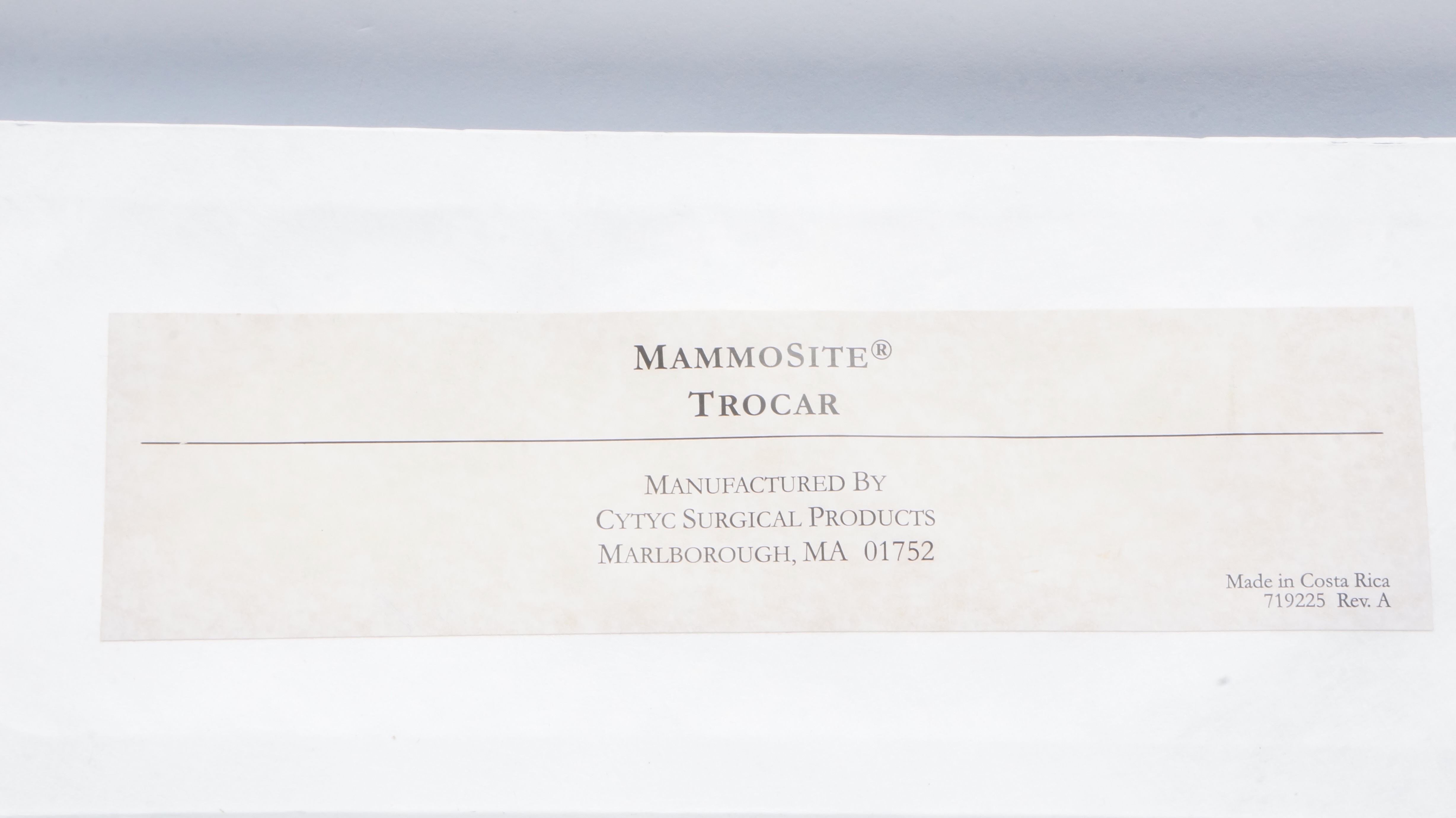 Cytyc Surgical Products MammoSite Trocar
