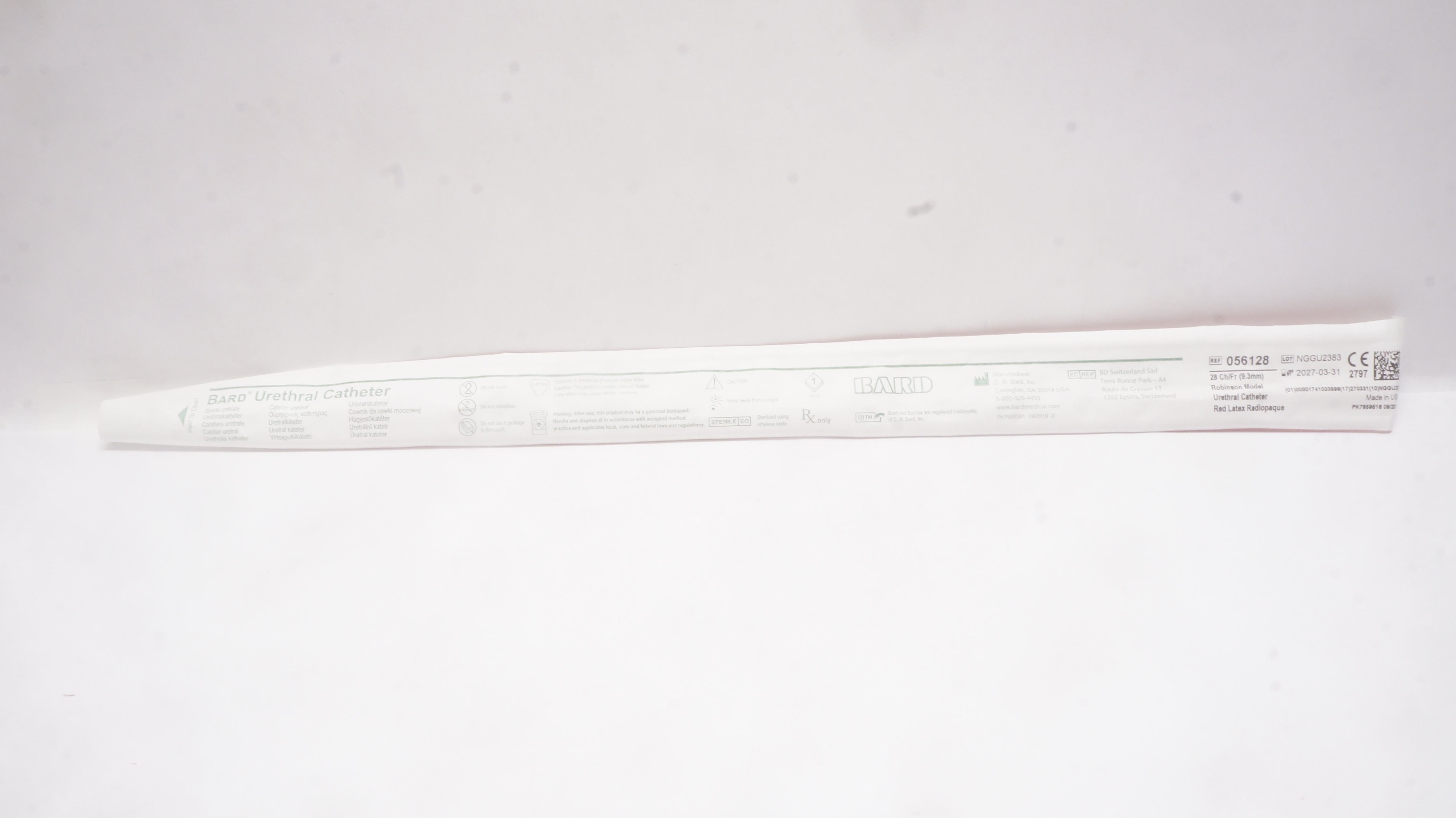 Bard 056128 Robinson Model Latex Urethral Cath. 28Ch/Fr