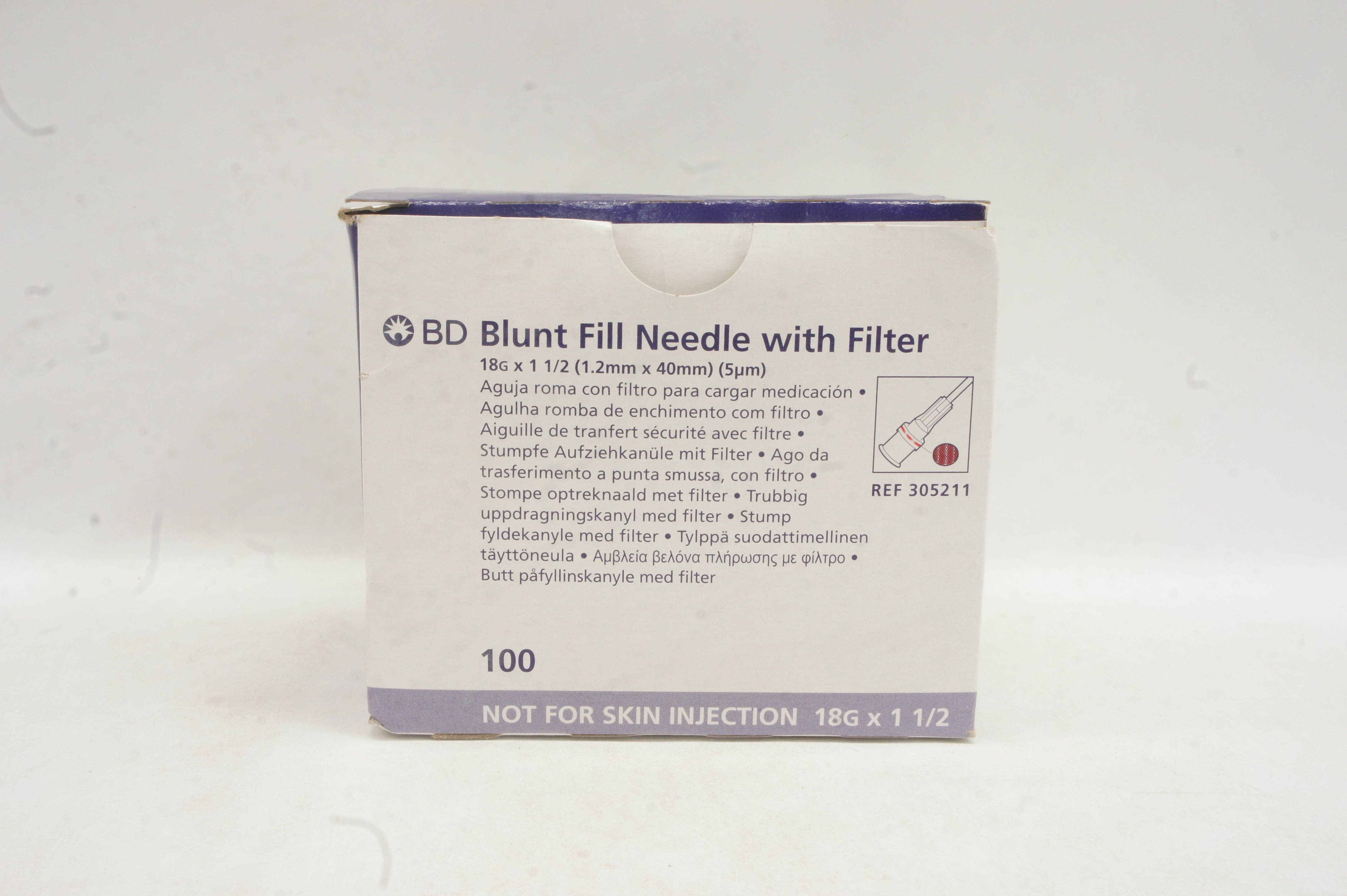 BD 305211 Blunt Fill Ndle with Filter 18G x 1-1/2 - Box of 100