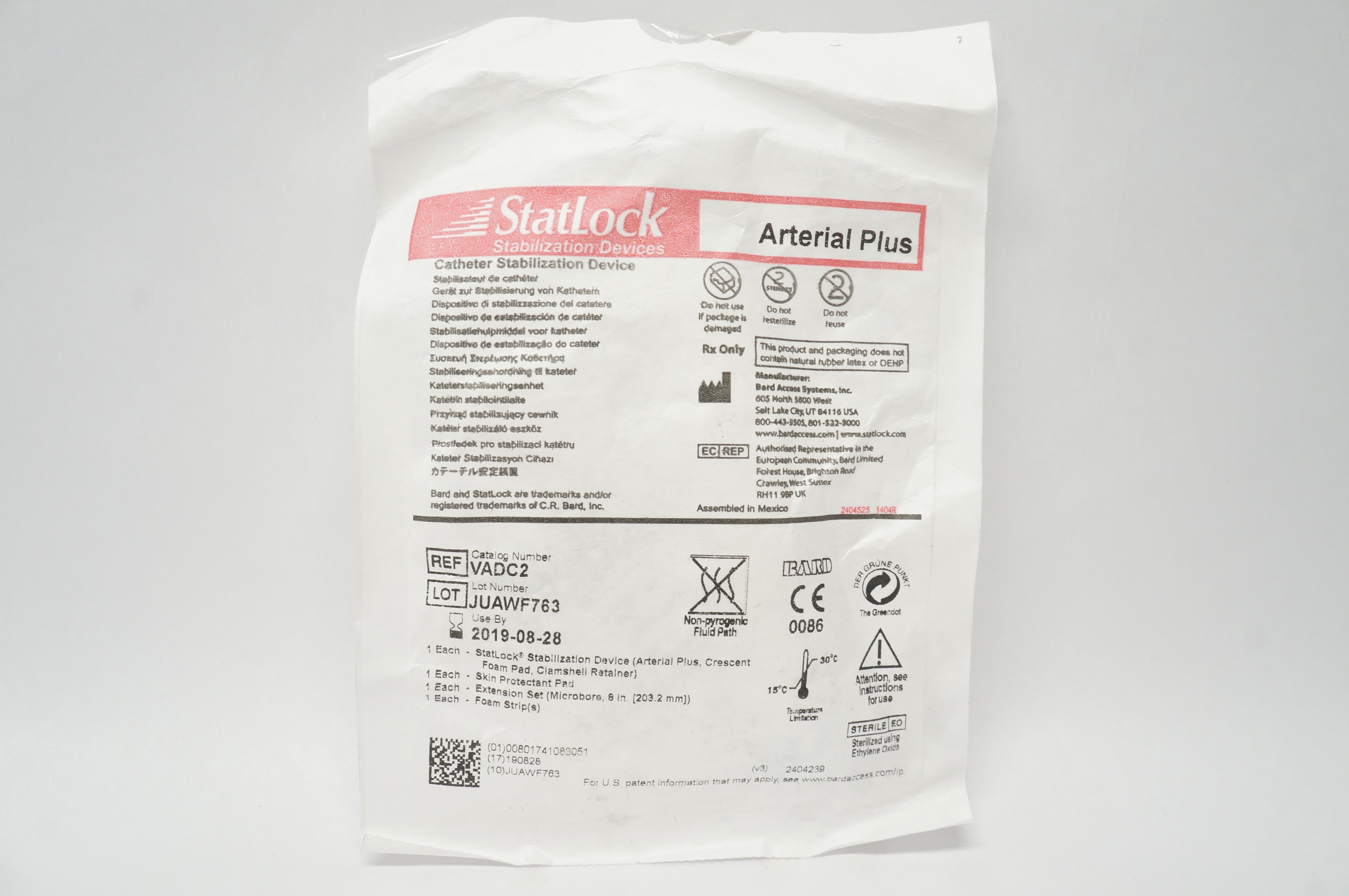 Bard VADC2 StatLock Arterial Plus Cath. Stabilization Device (x)