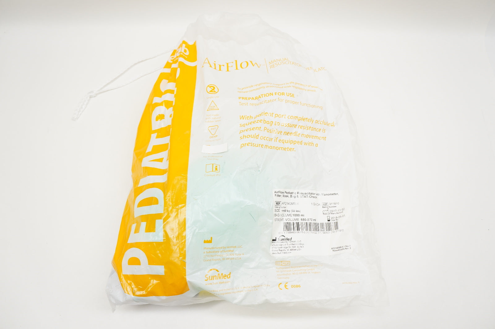 SunMed AF2140MB-K AirFlow Pediatric Resuscitator with Manometer, Filter (x)