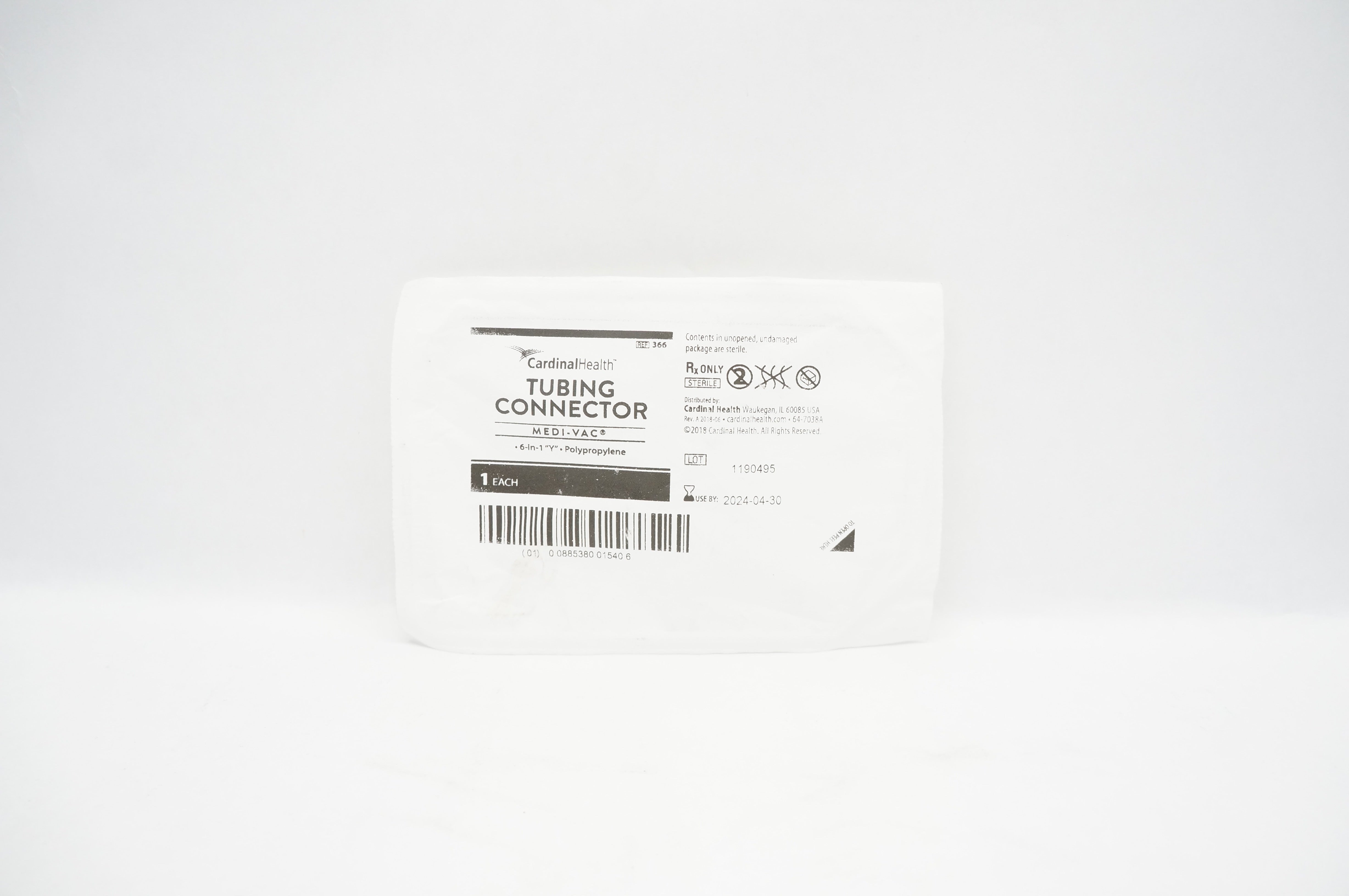 Cardinal Health 366 Medi-Vac Tubing Connector 6-in-1 "Y" Polypropylene