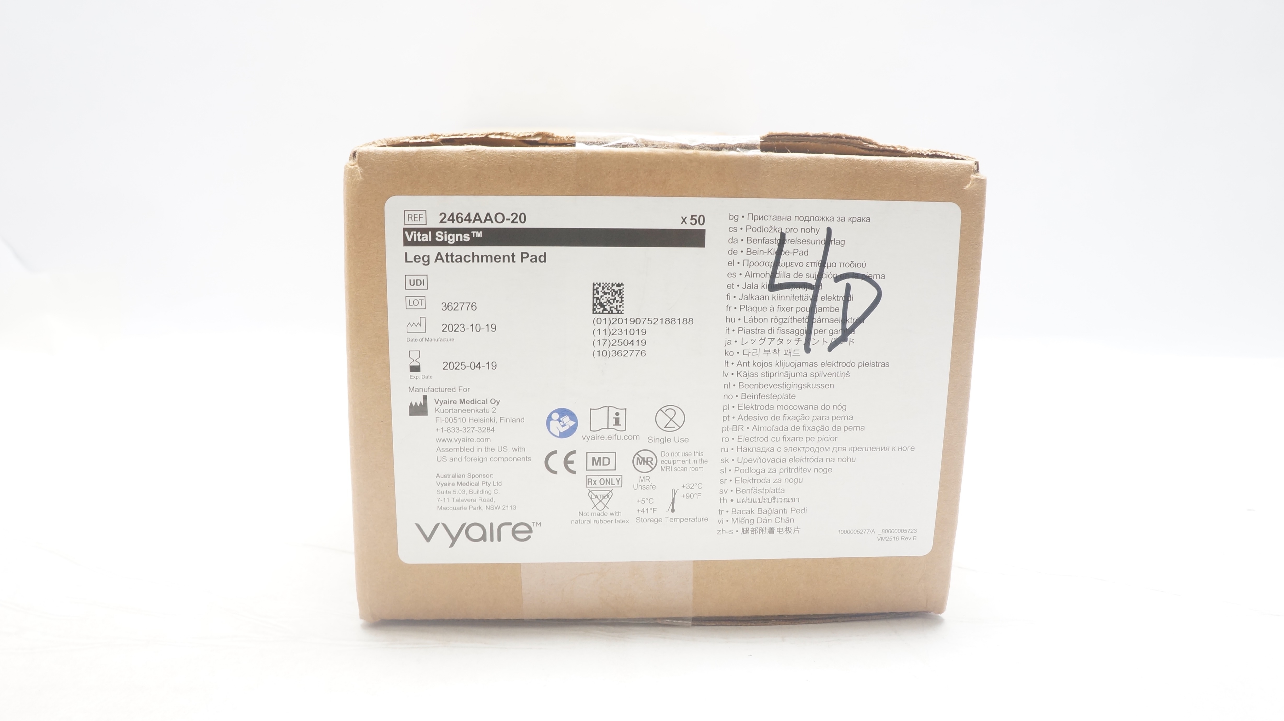 Vyaire 2464AAO-20 Vital Signs Leg Attachment Pad - Box of 50 (x)