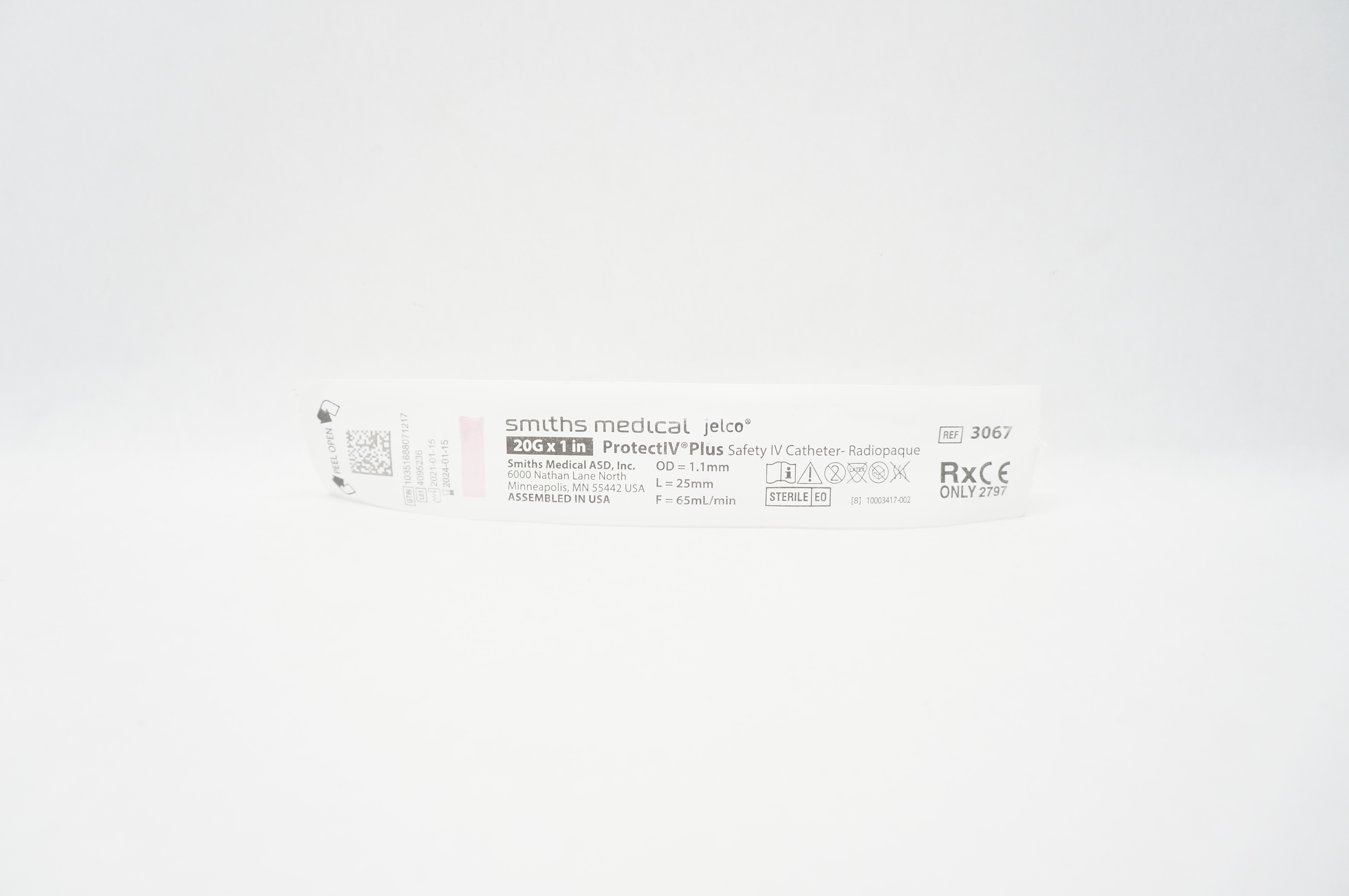 Smiths Medical 3067 Protect IV Plus Safety Cath. Radiopaque 20G x 1inch
