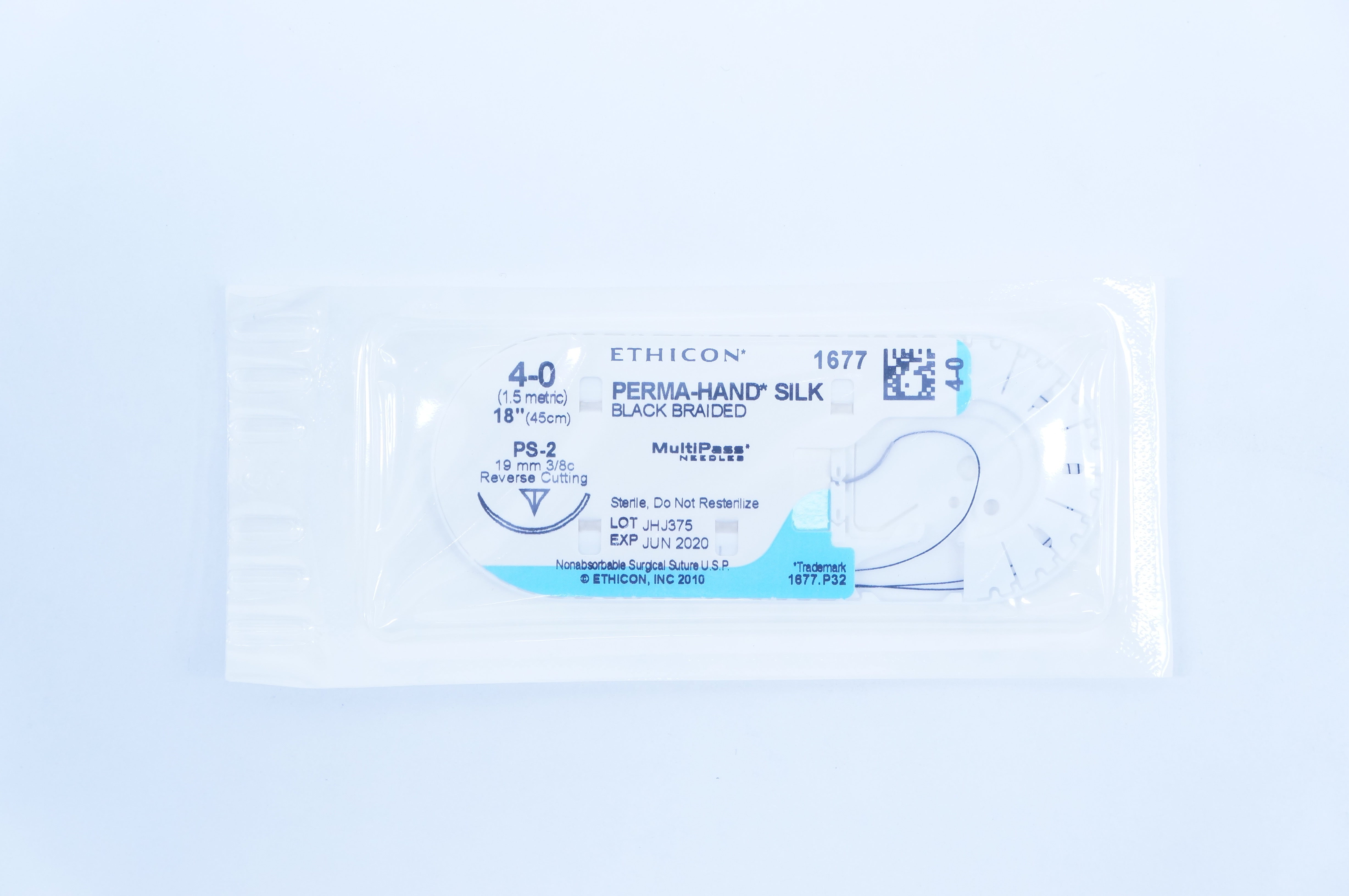 Ethicon 1677 4-0 Perma-Hand Silk PS-2 19mm 3/8c Reverse Cutting, 18inch (x)