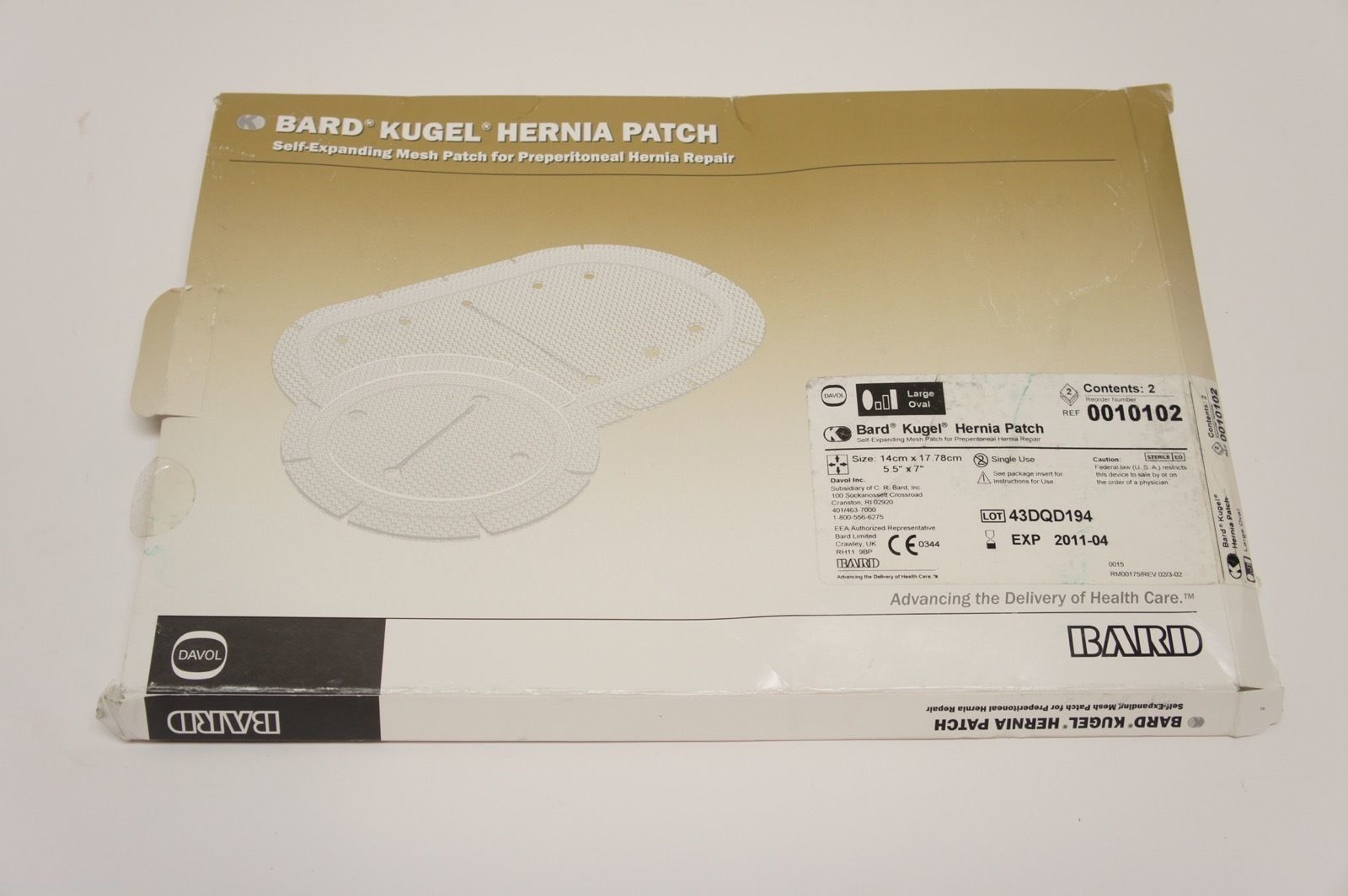 0010102 ~ Bard Self-Expanding Mesh Patch 5.5in. x 7in. (x)