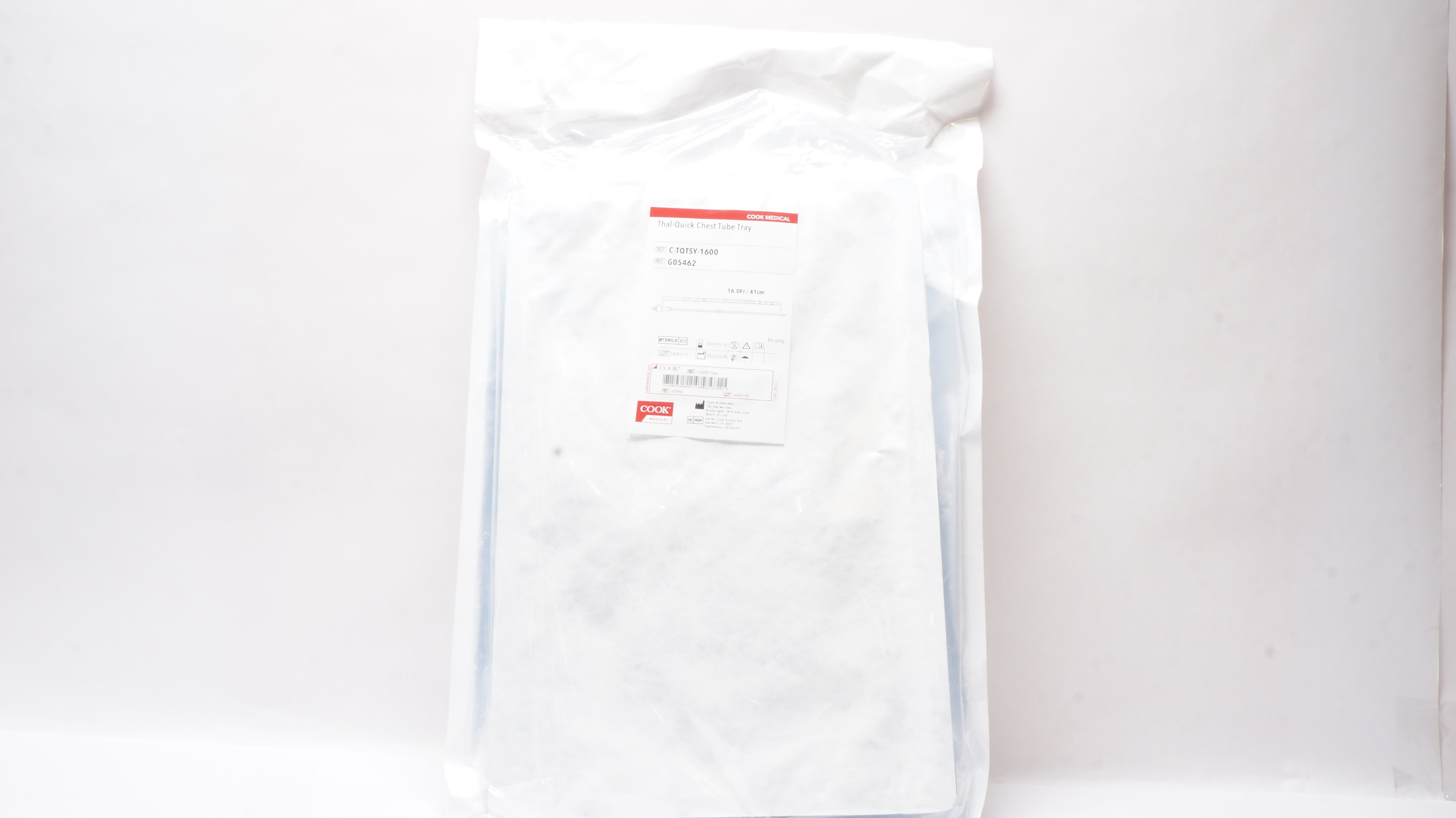 Cook Medical G05462 Thal-Quick Chest Tube Tray 16.0Fr x 41cm