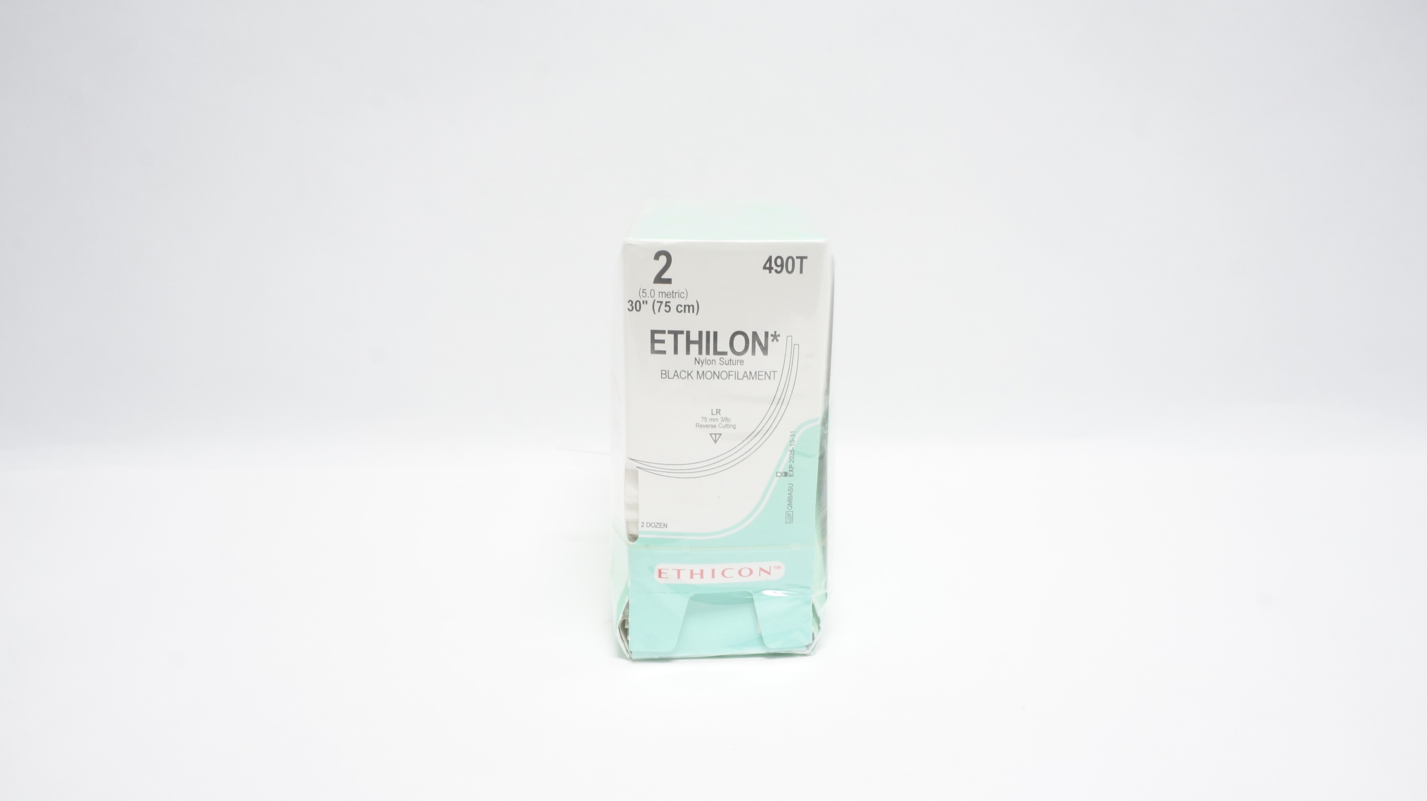 Ethicon 490T 2 ETHILON, LR, 75mm 3/8c, 30inch - Pack of 24 (x)