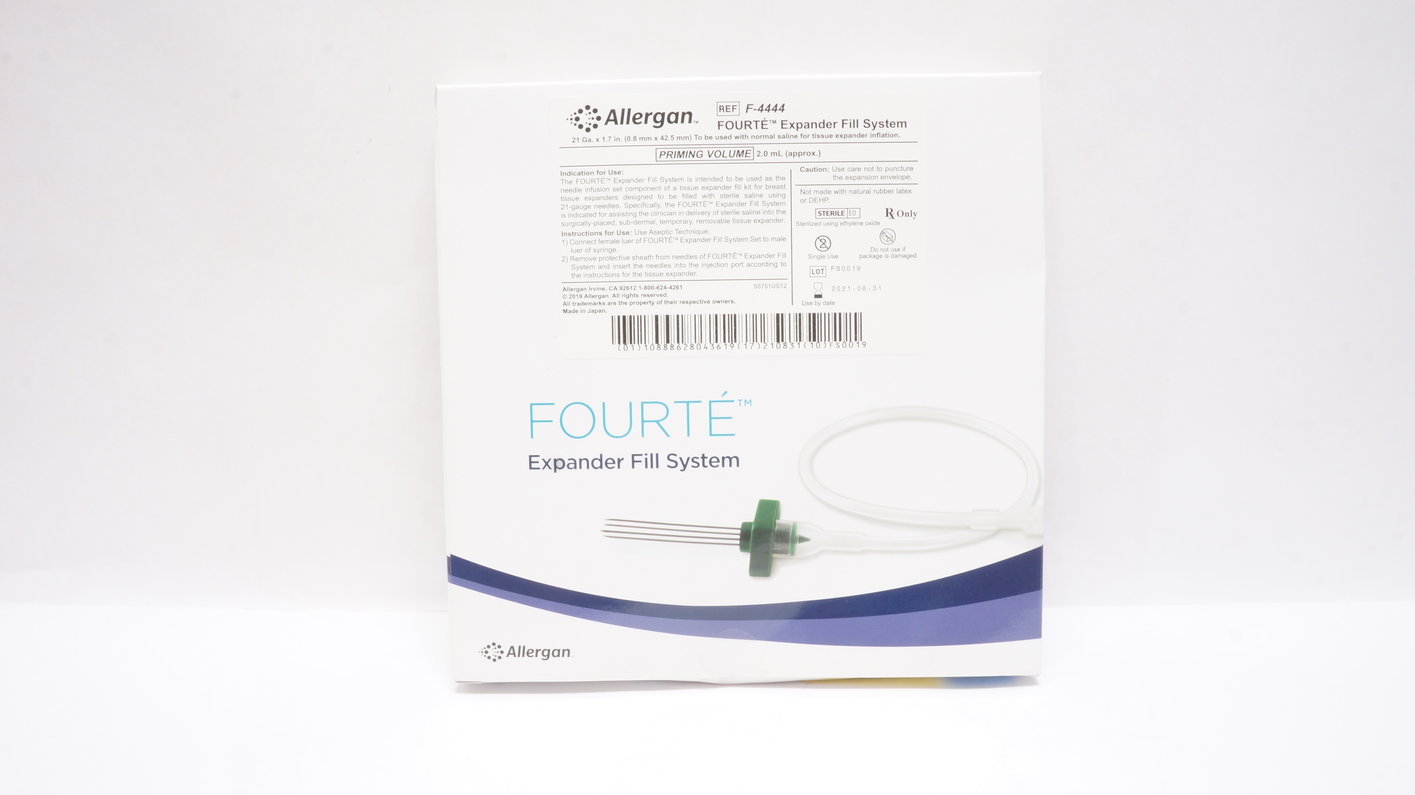 Allergan F-4444 Fourte Expander Fill System 21Ga. x 1.7inch 2.0mL (approx.) (x)