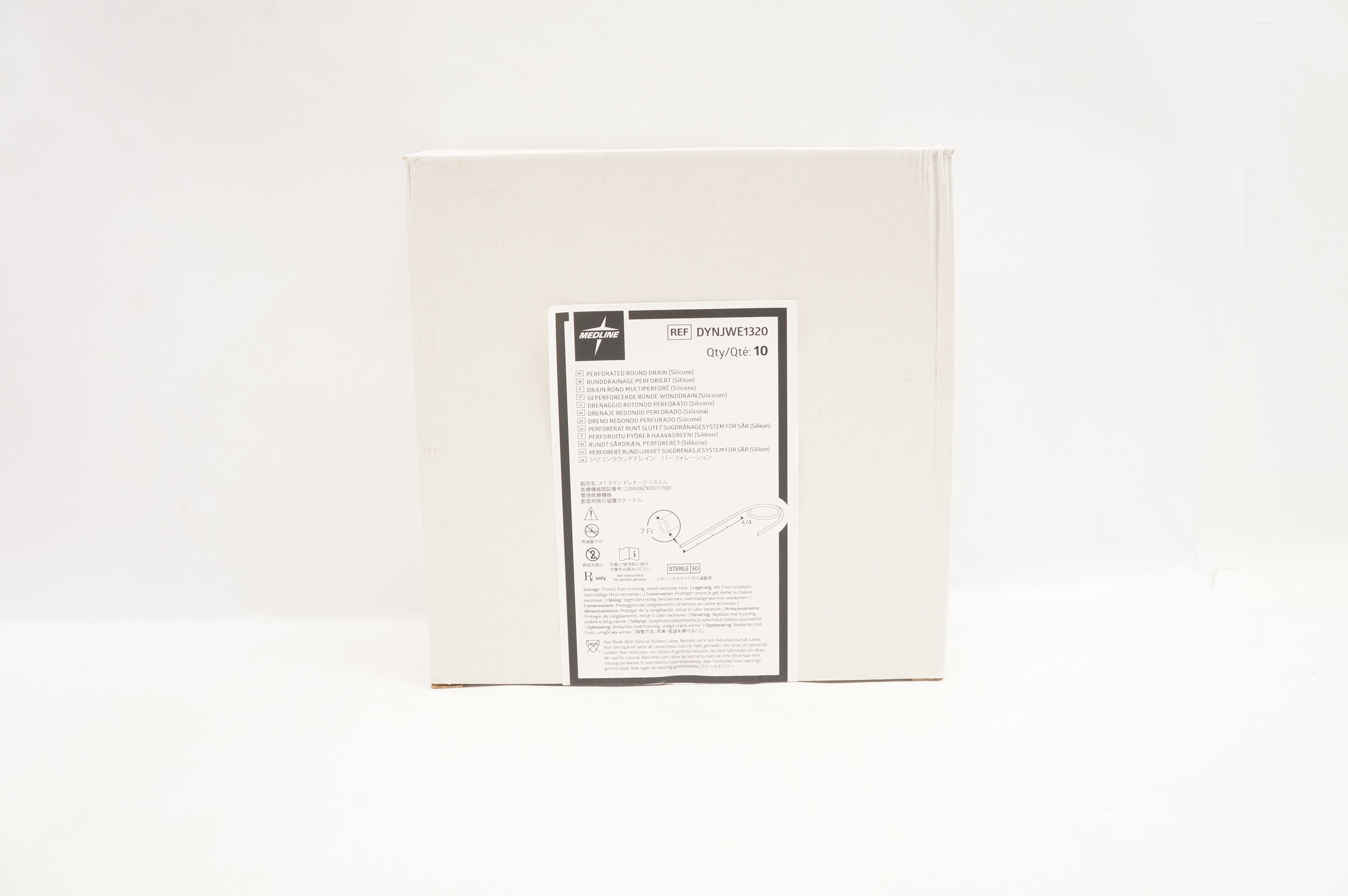 Medline DYNJWE1320 Perforated Round Drain Silicone 7Fr - Box of 10