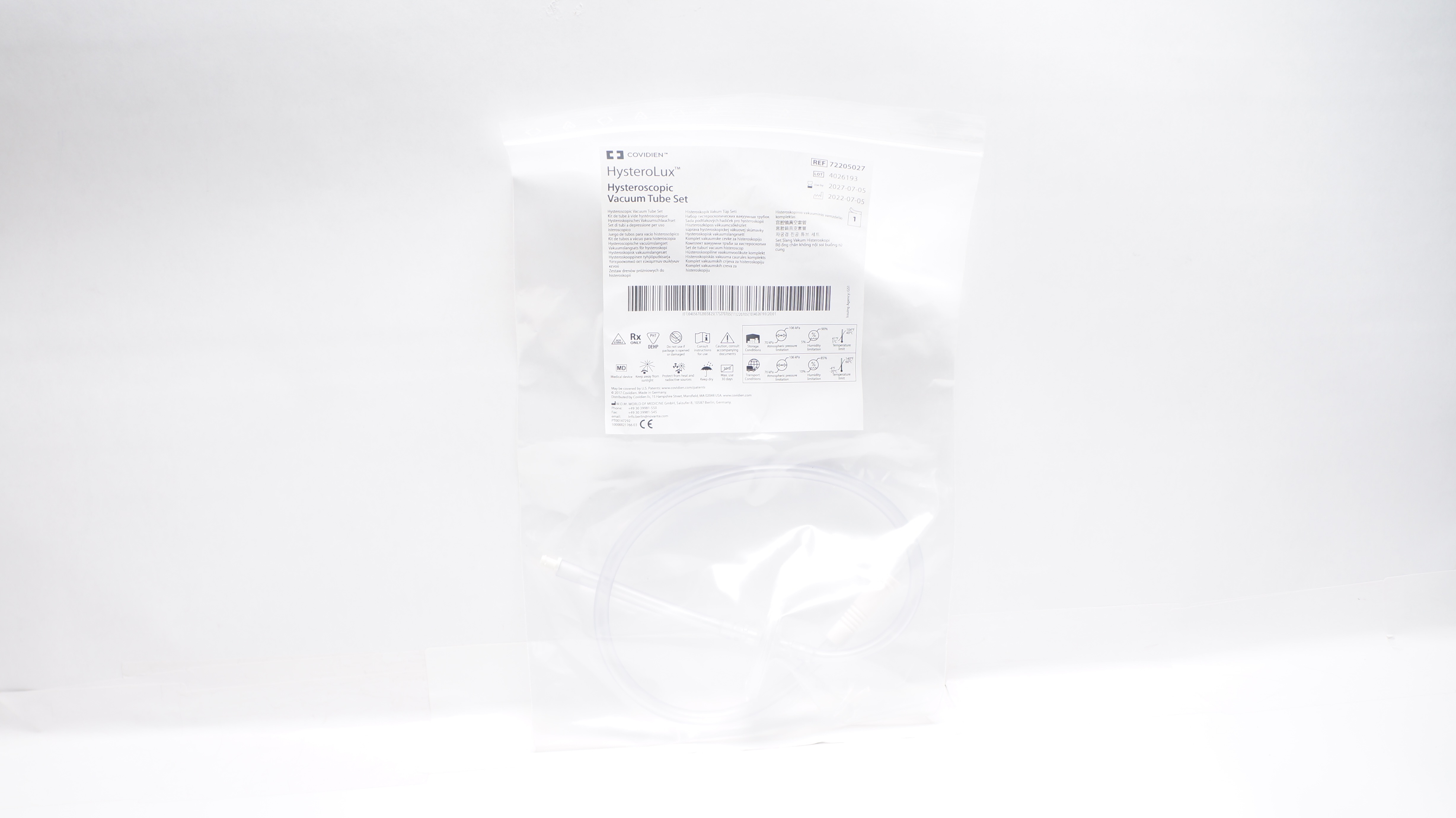 Covidien 72205027 HysteroLux Hysteroscopic Vacuum Tube Set