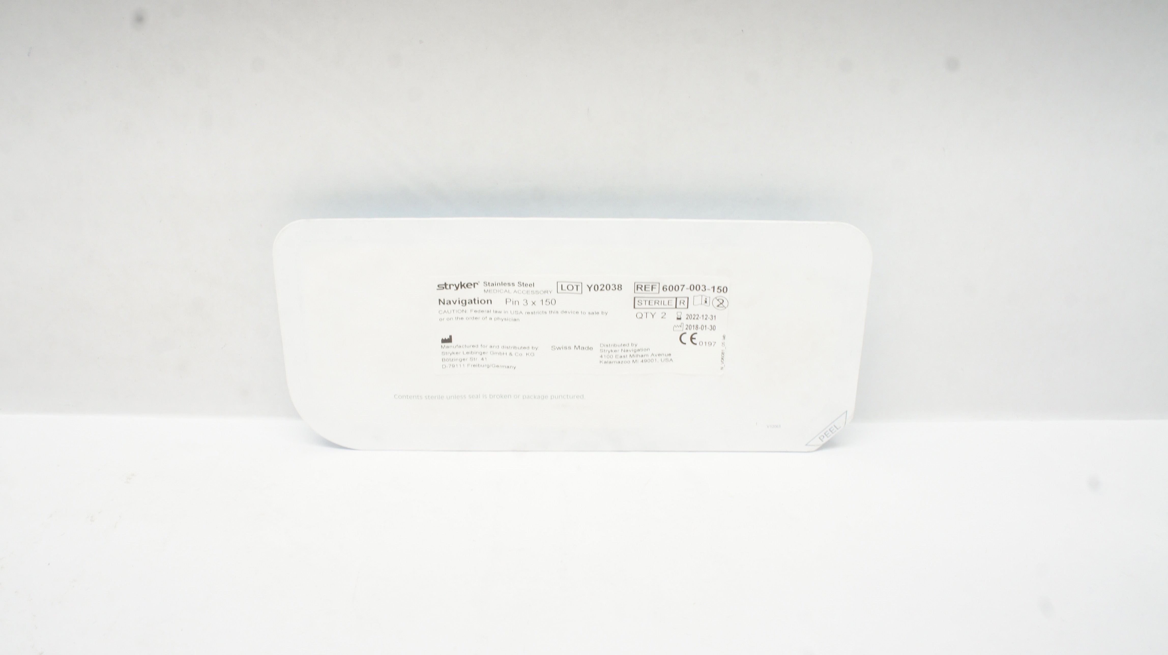 Stryker 6007-003-150 Stainless Steel Navigation Pin 3 x 150 (x)