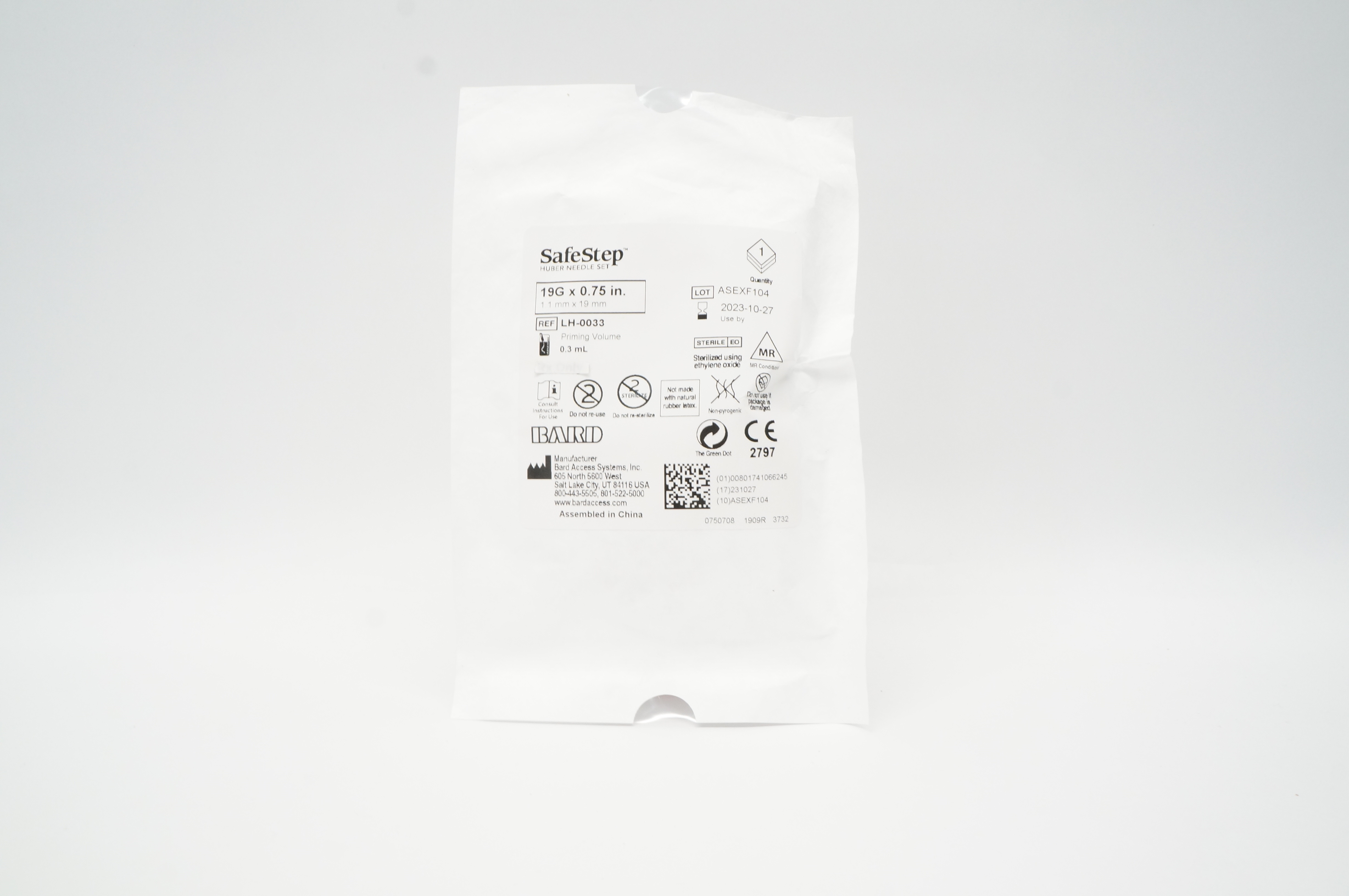 Bard LH-0031 SafeStep Huber Ndle Set 20G x 0.75inch, 0.3mL