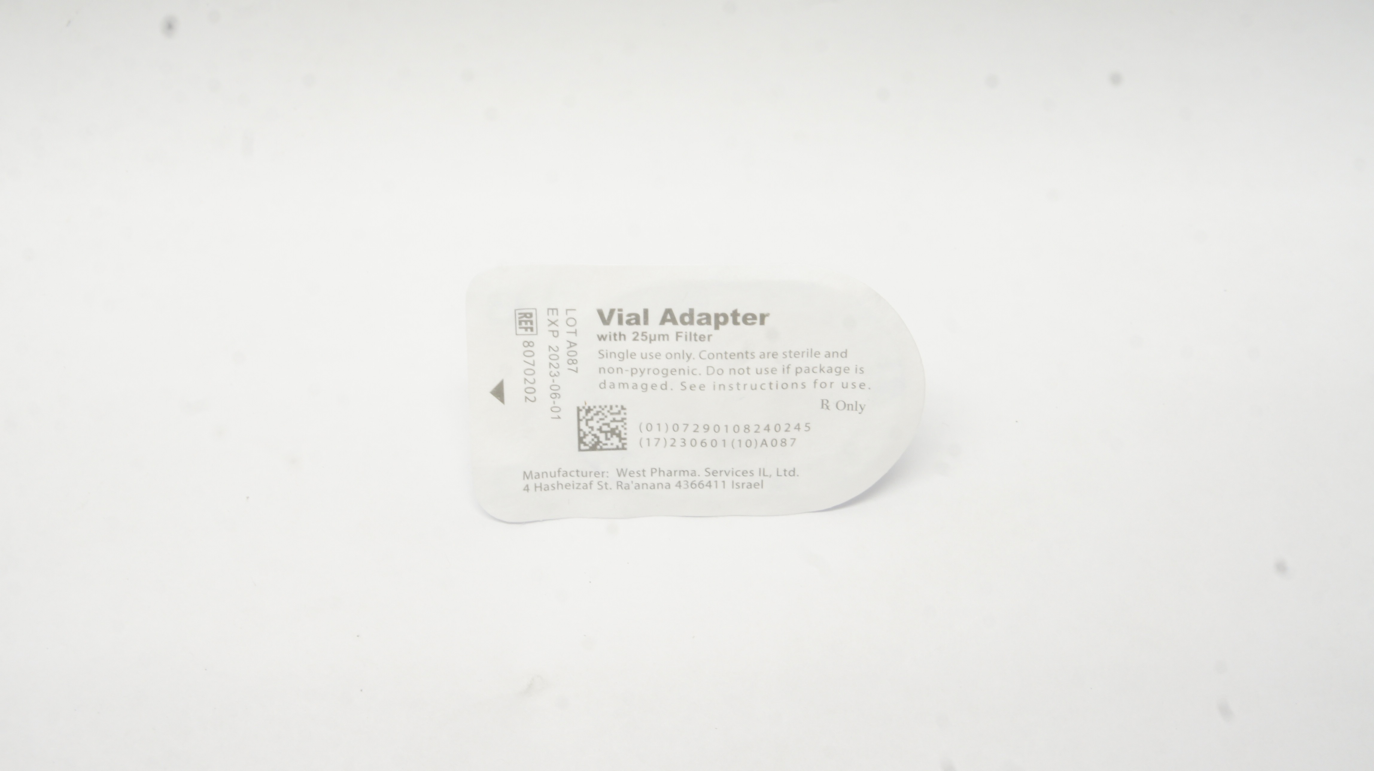 West Pharma 8070202 Vial Adapter W/25um Filter (x)