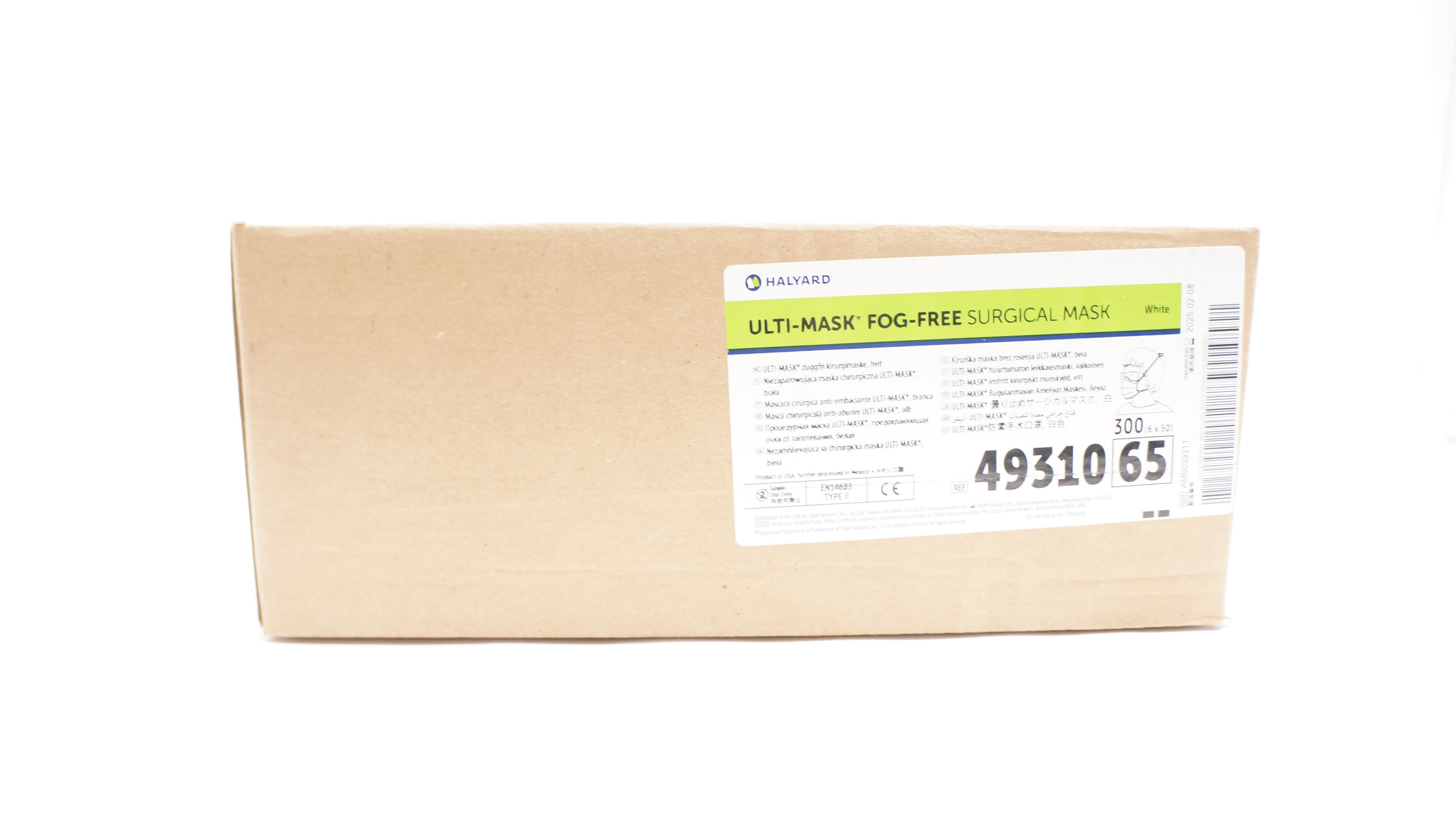 Halyard 49310 Ulti-Mask Fog-Free Surgical Mask, White - Case of 300